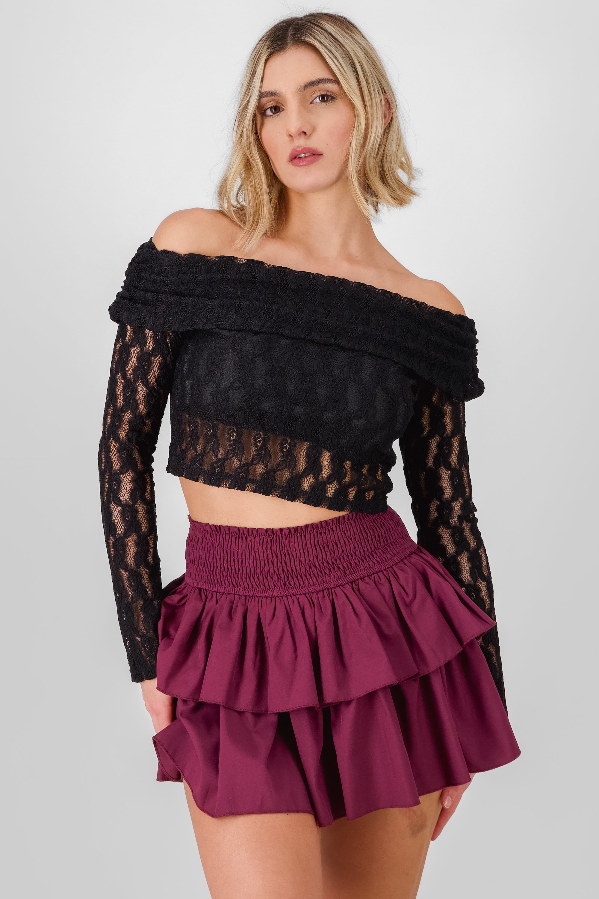 Off Shoulder Lace Top BLACK