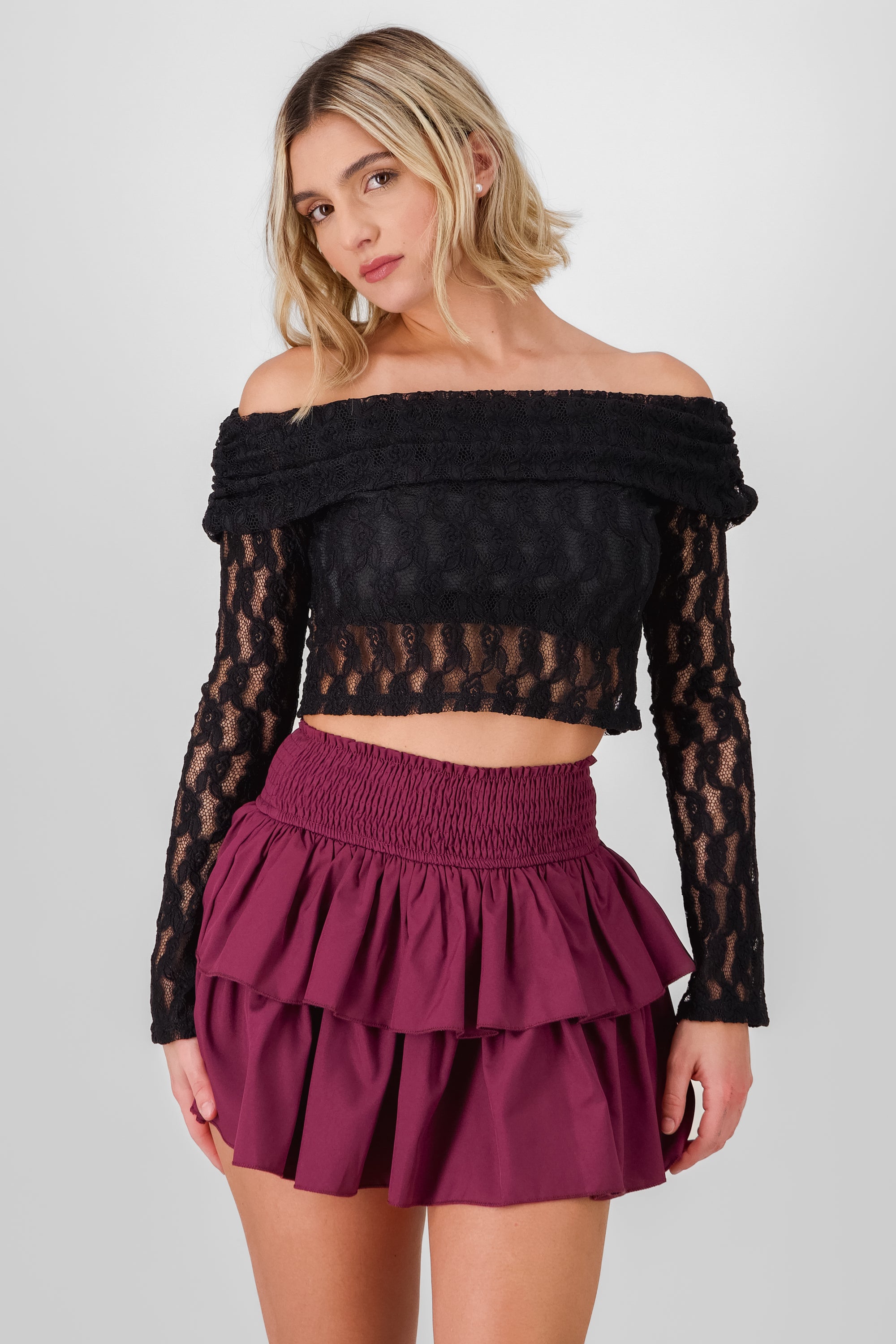 Off Shoulder Lace Top BLACK