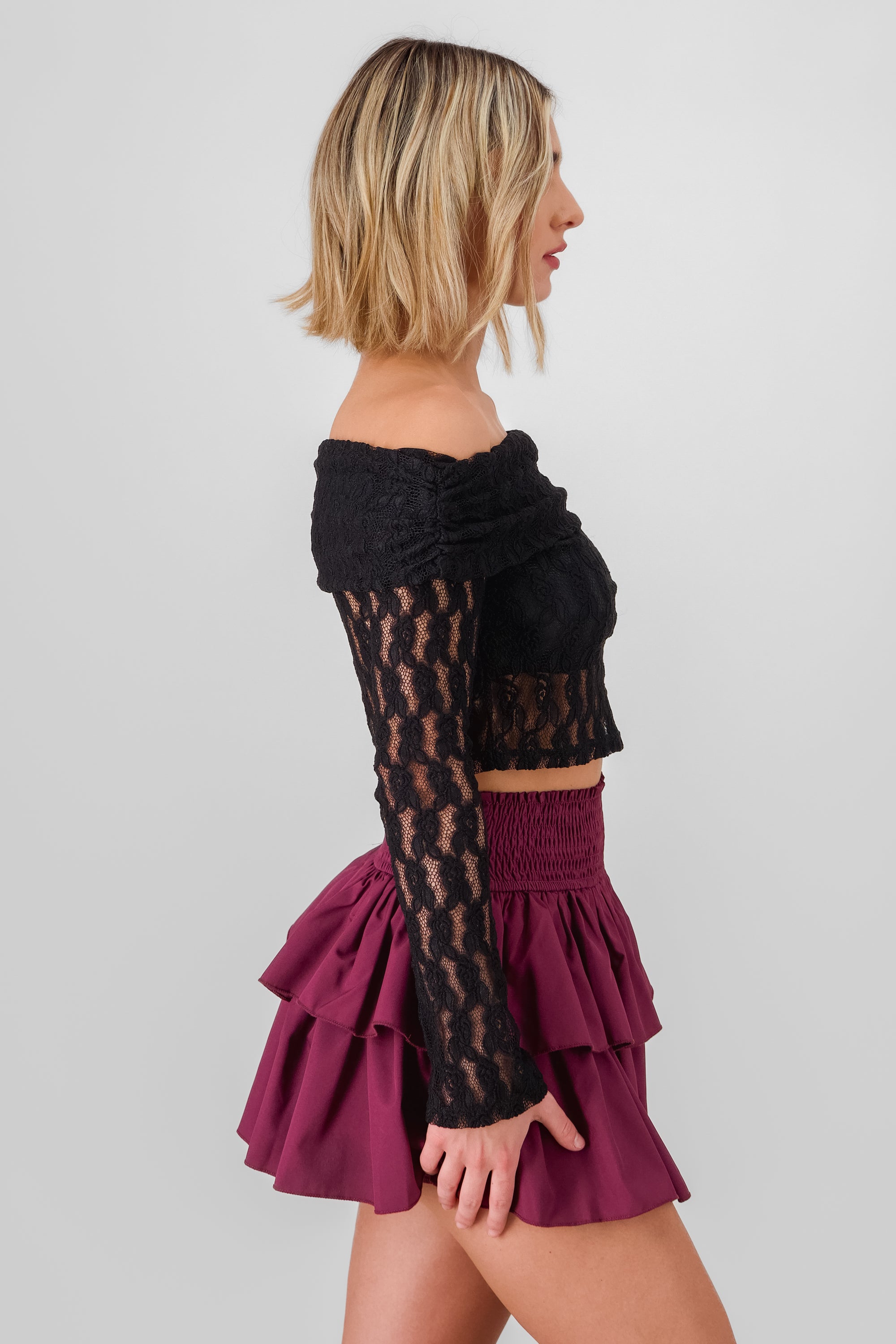 Off Shoulder Lace Top BLACK