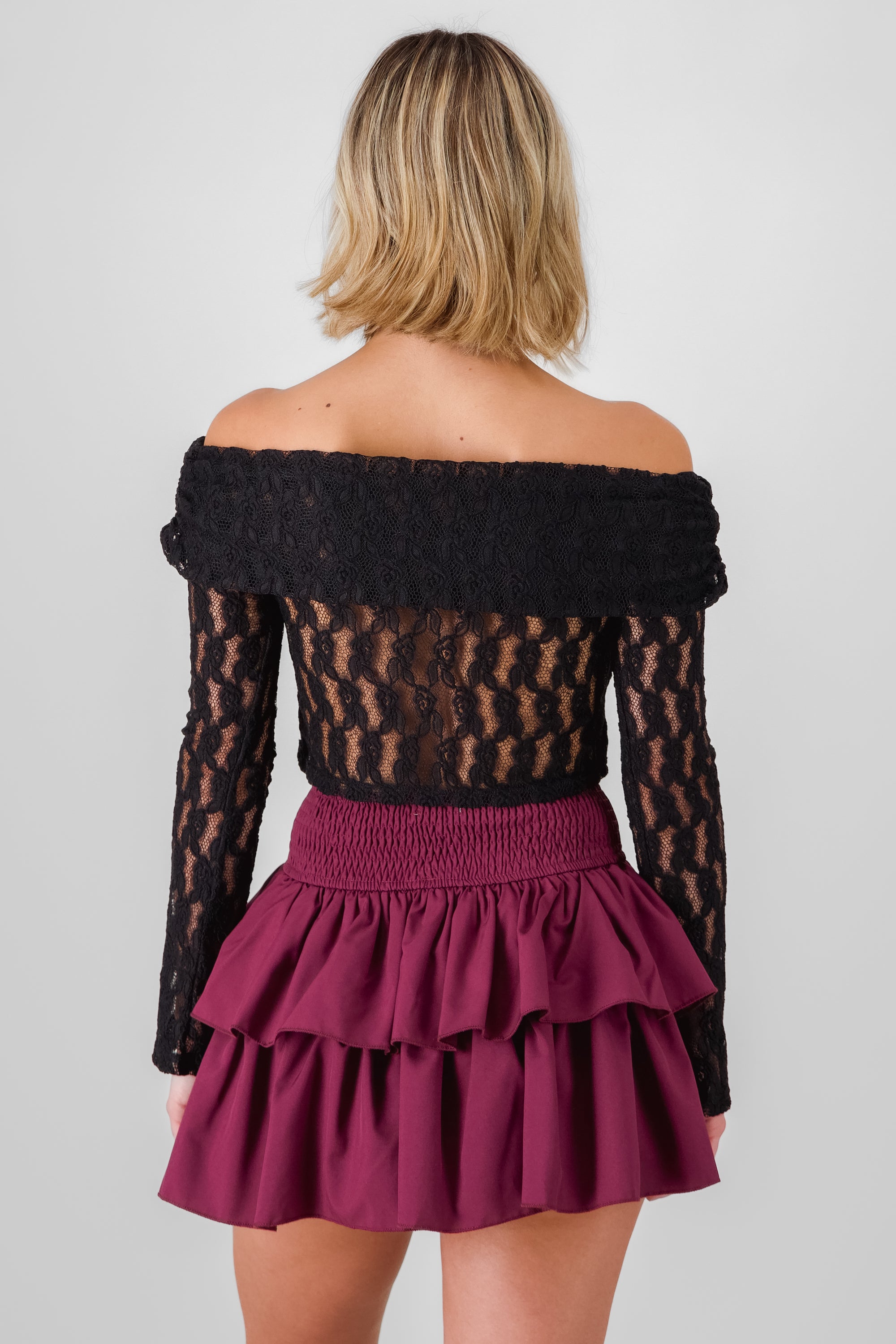 Off Shoulder Lace Top BLACK