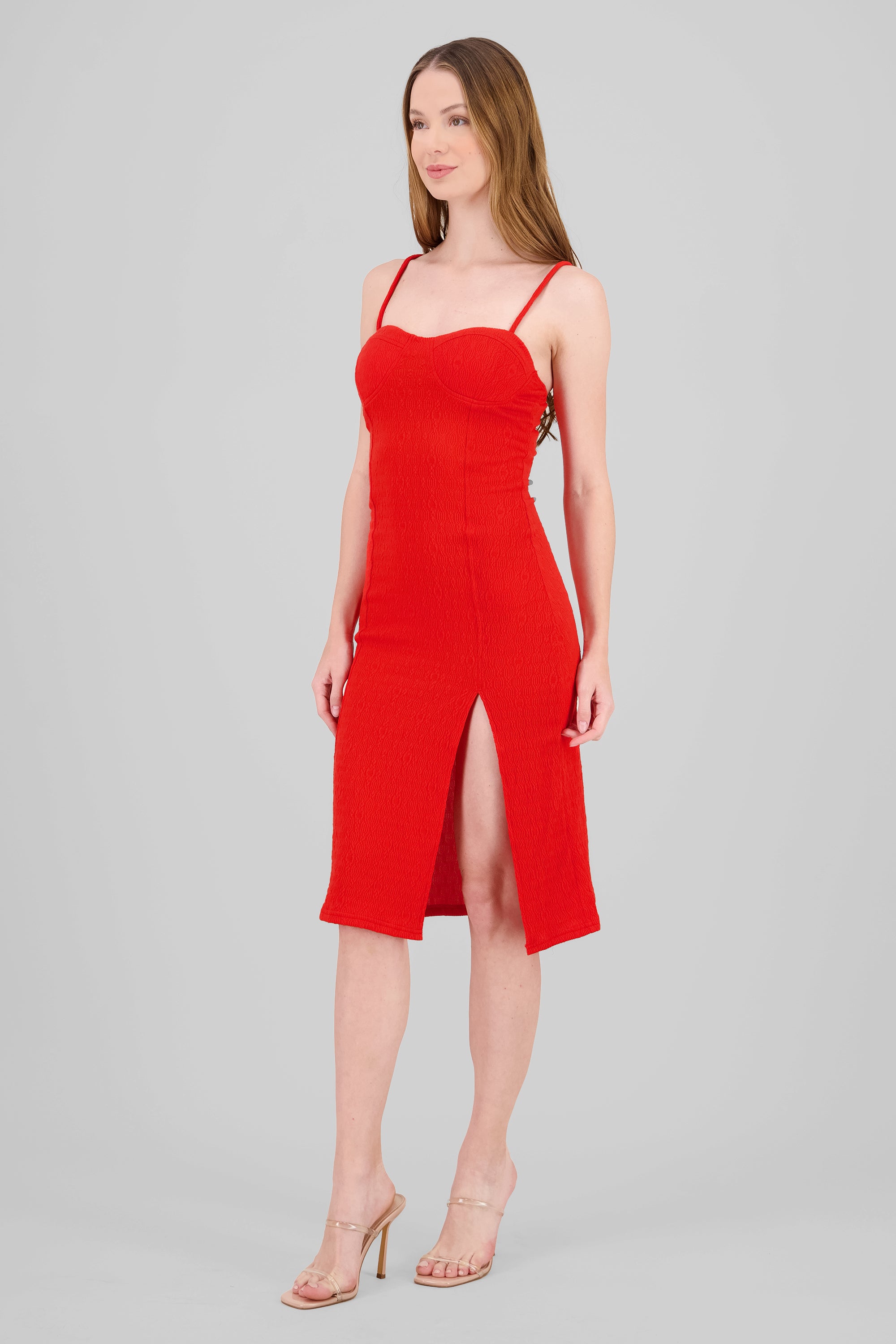 Textured Cup Dress RED