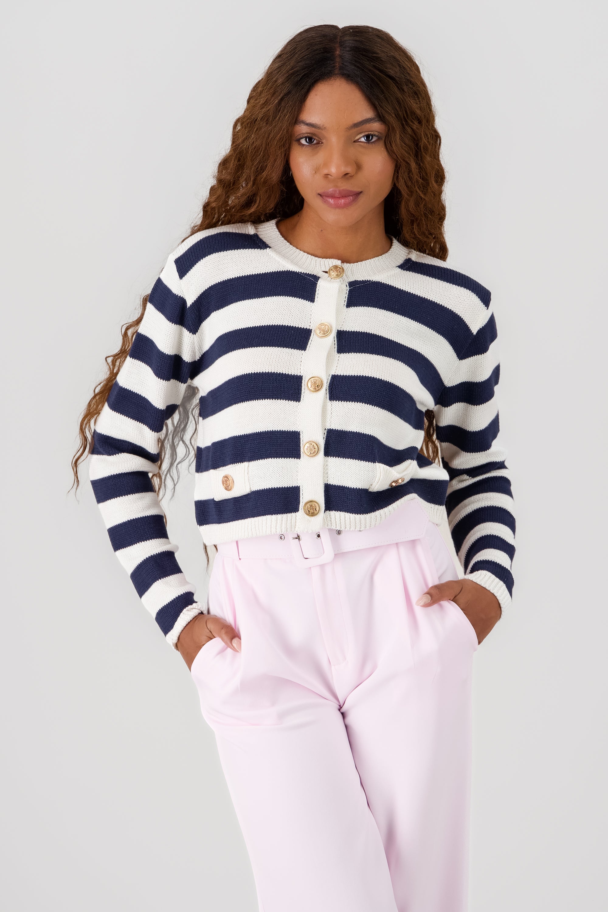 Striped Knit Sweater NAVY COMBO