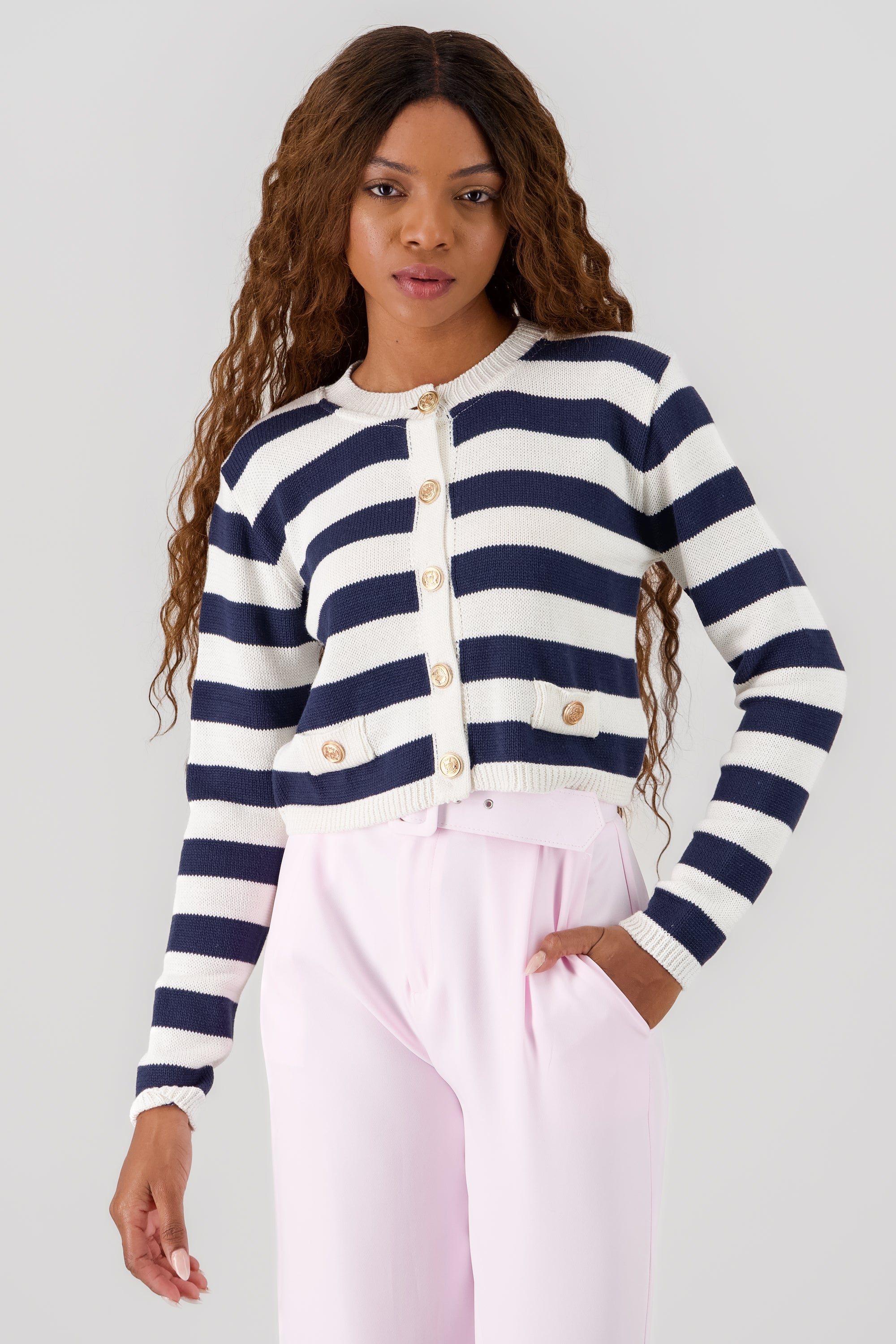 Striped Knit Sweater NAVY COMBO