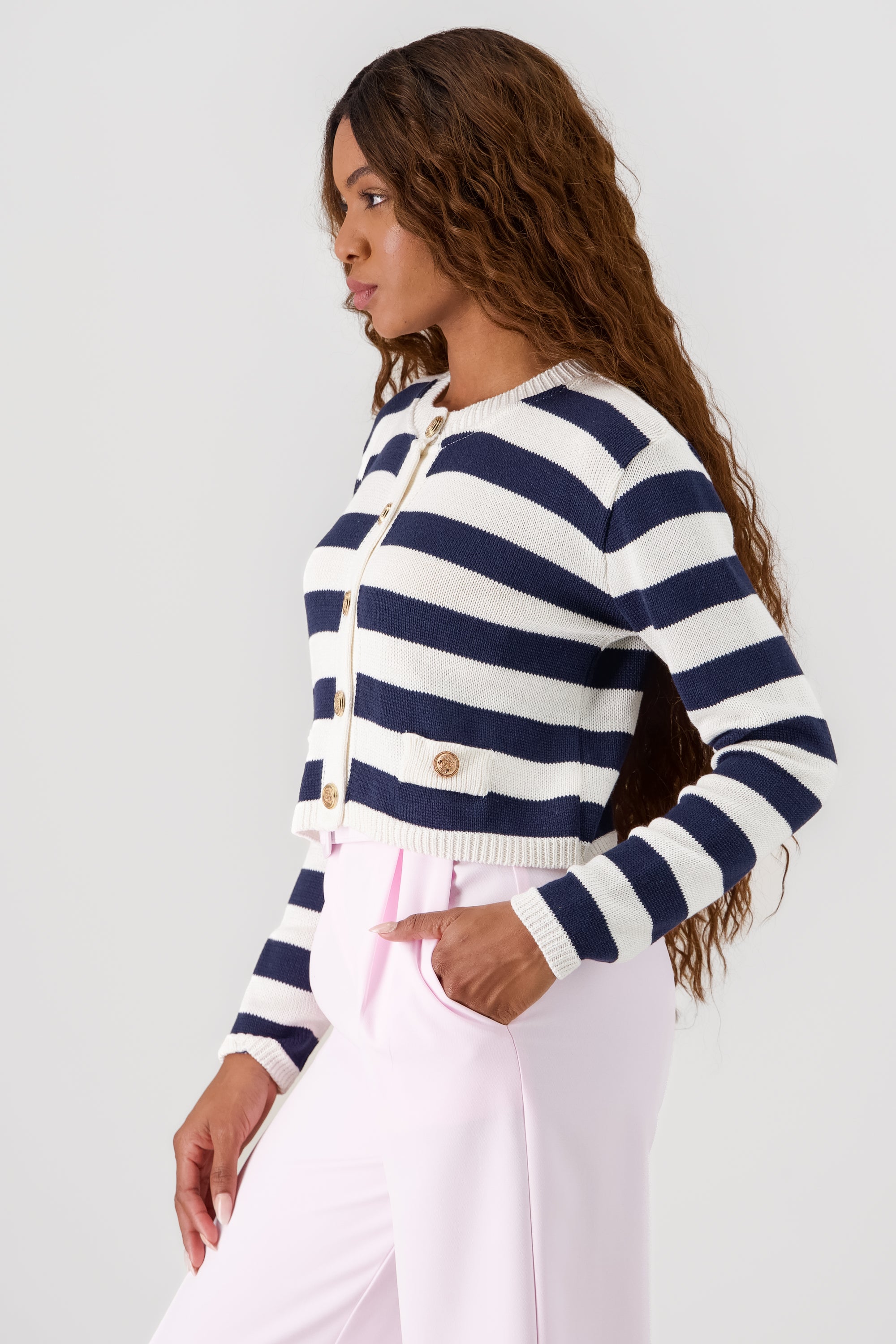 Striped Knit Sweater NAVY COMBO