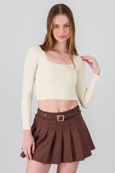 Square Neck Long Sleeve Top CREAM