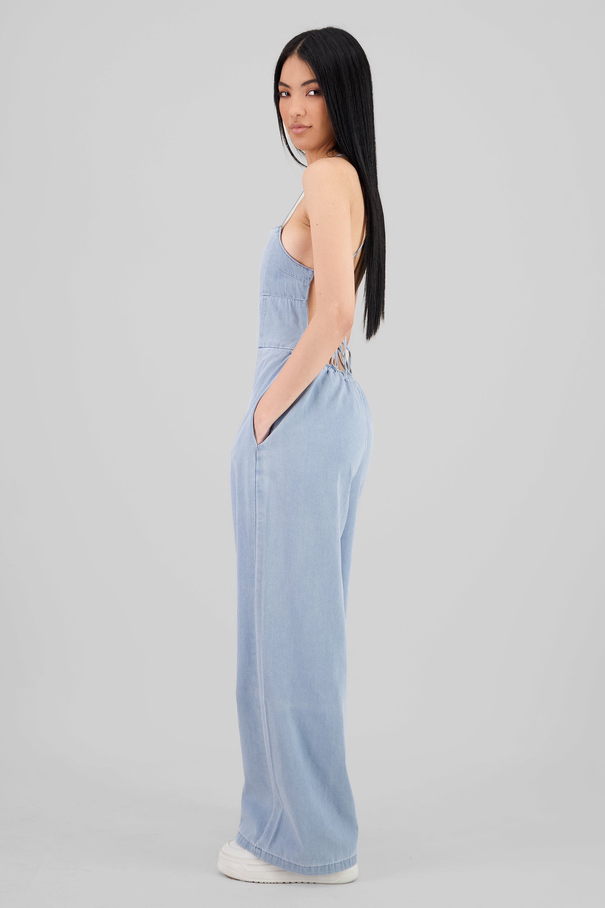 Solid Denim Jumpsuit LIGHT WASH