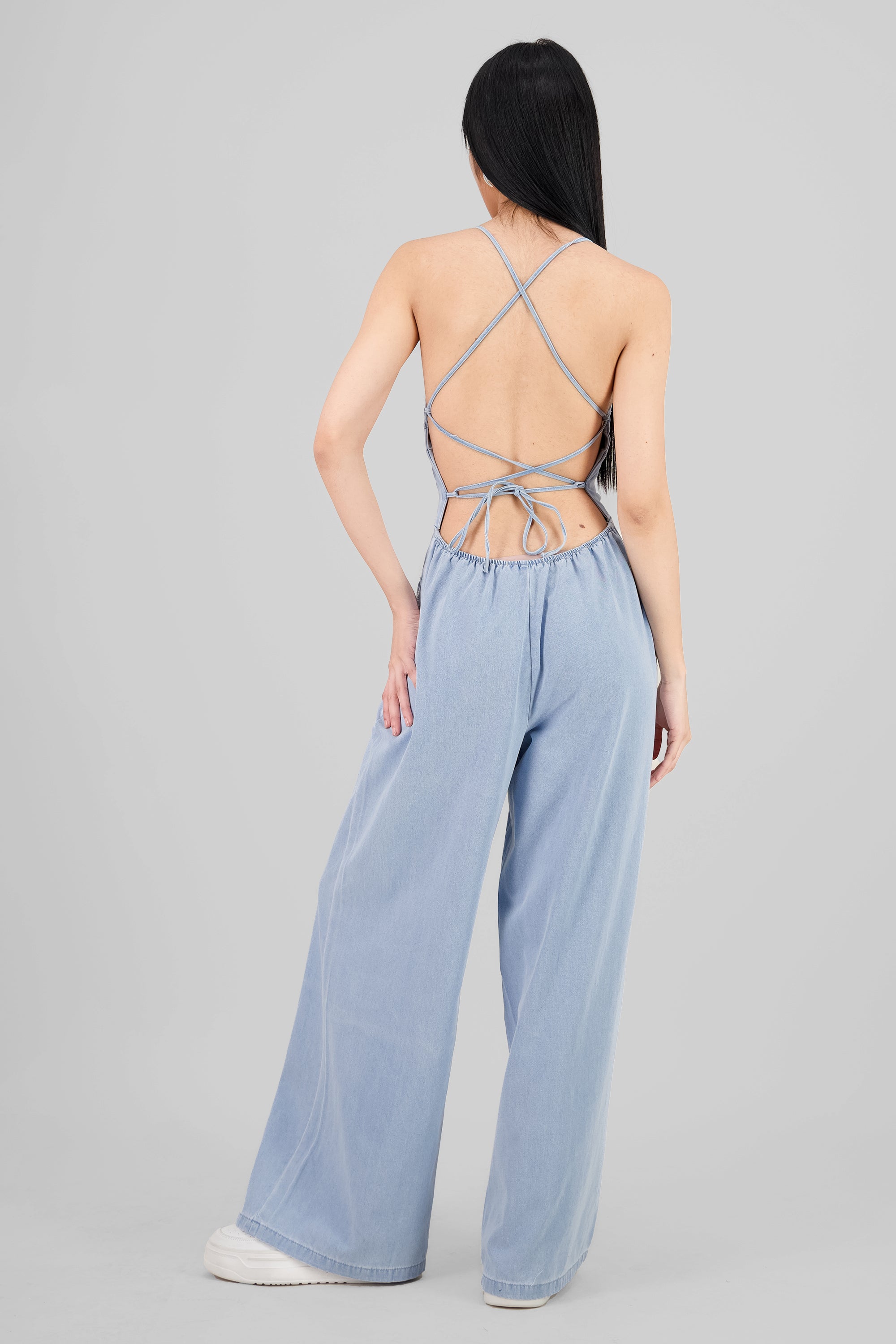 Solid Denim Jumpsuit LIGHT WASH