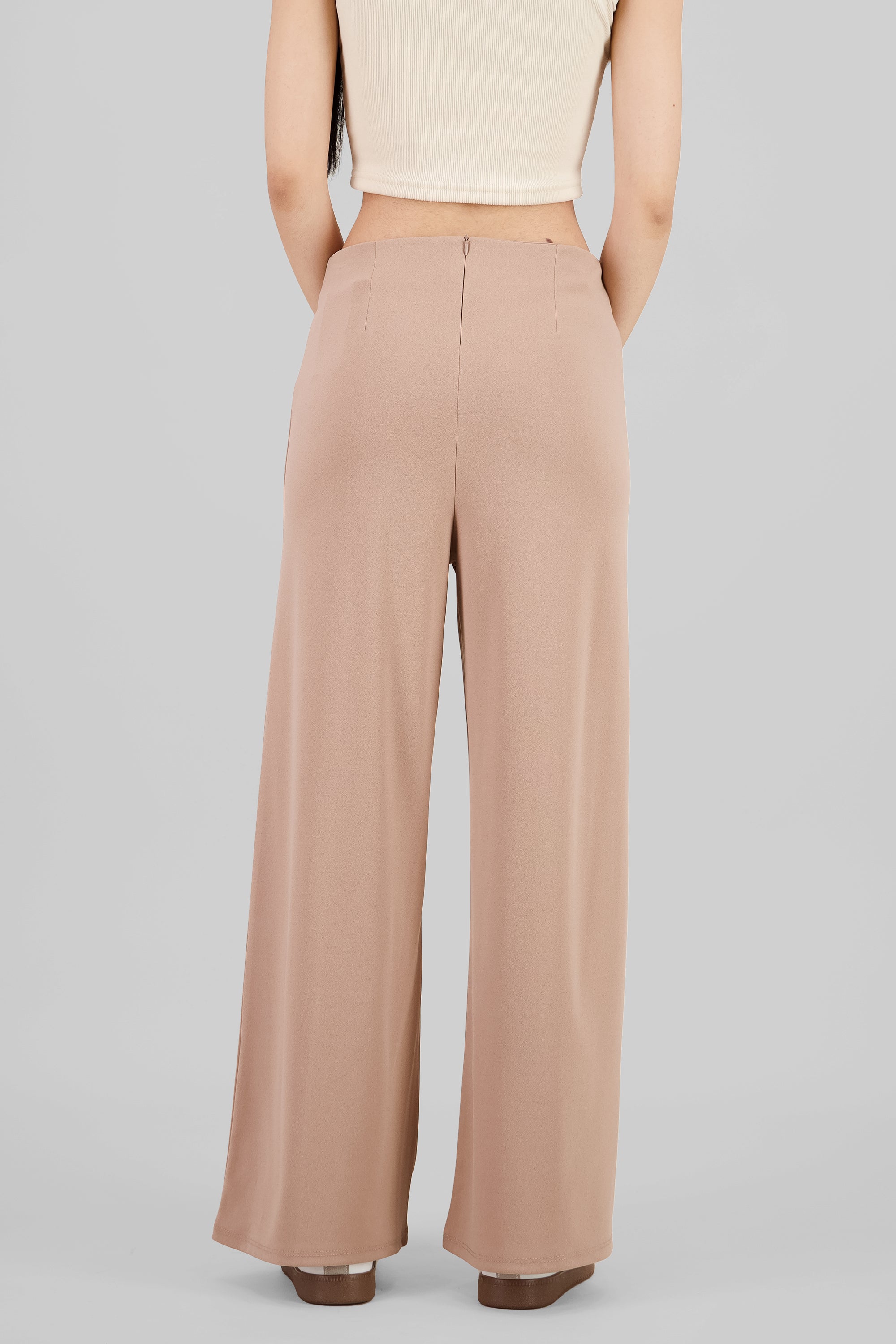 Solid Wide Leg Pants TAUPE