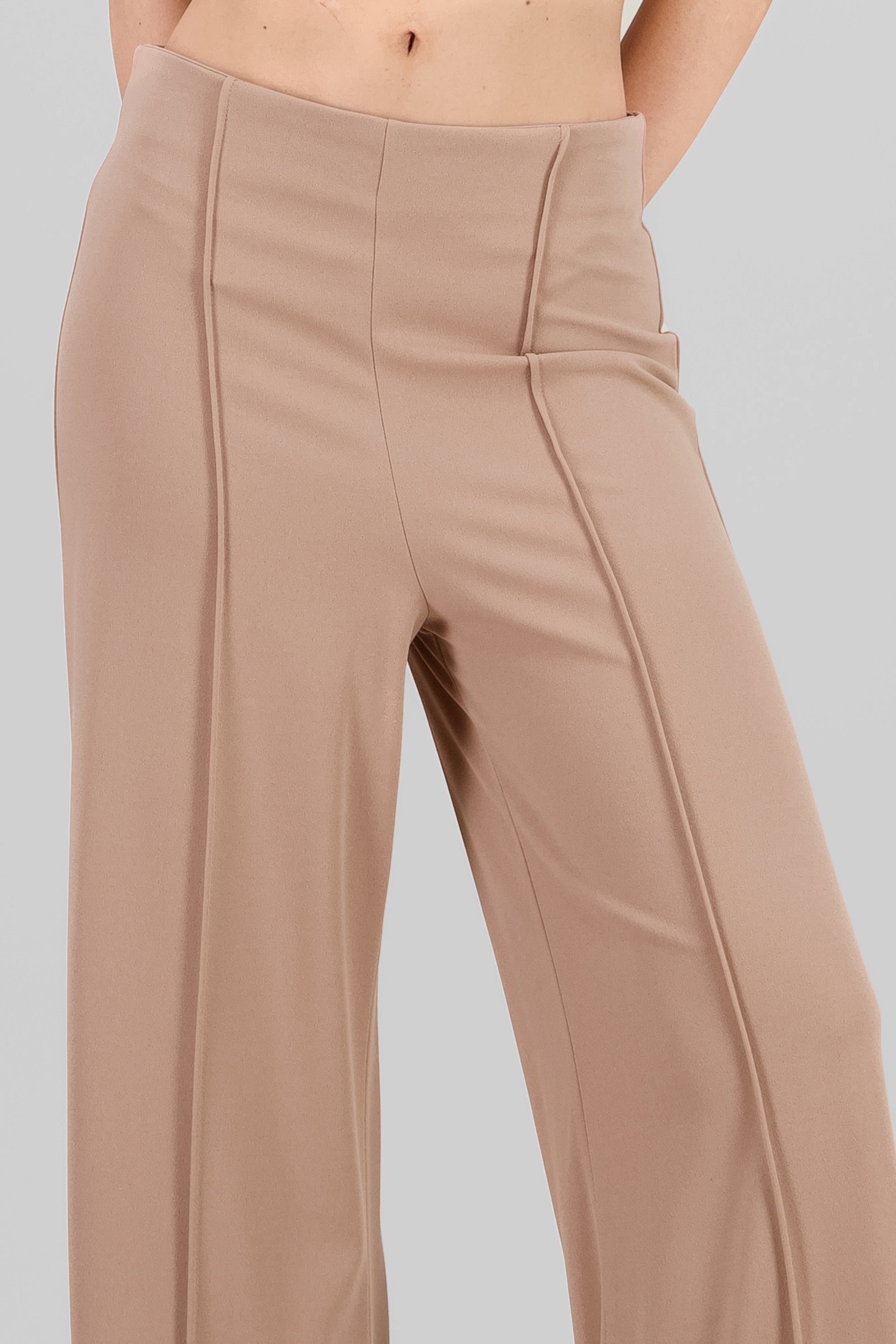 Solid Wide Leg Pants TAUPE