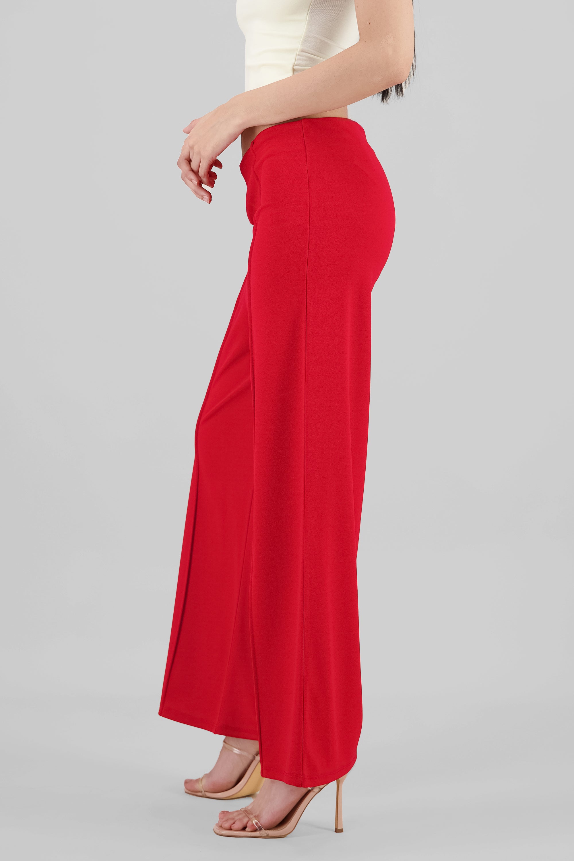 Solid Wide Leg Pants RED