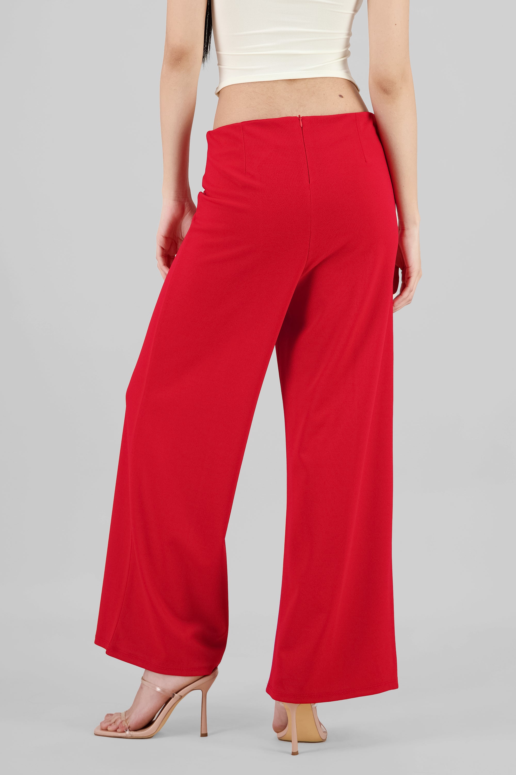 Solid Wide Leg Pants RED