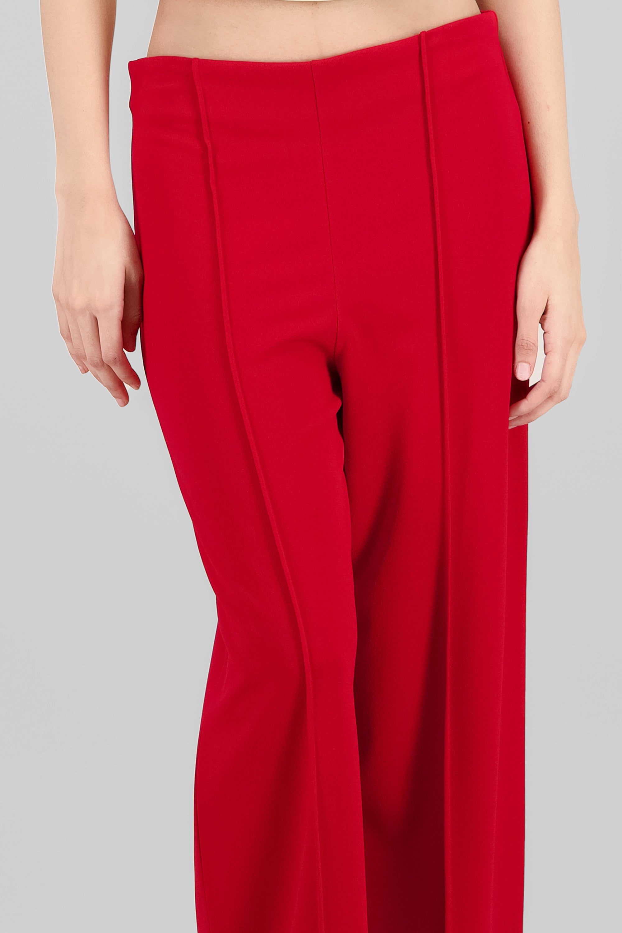 Solid Wide Leg Pants RED