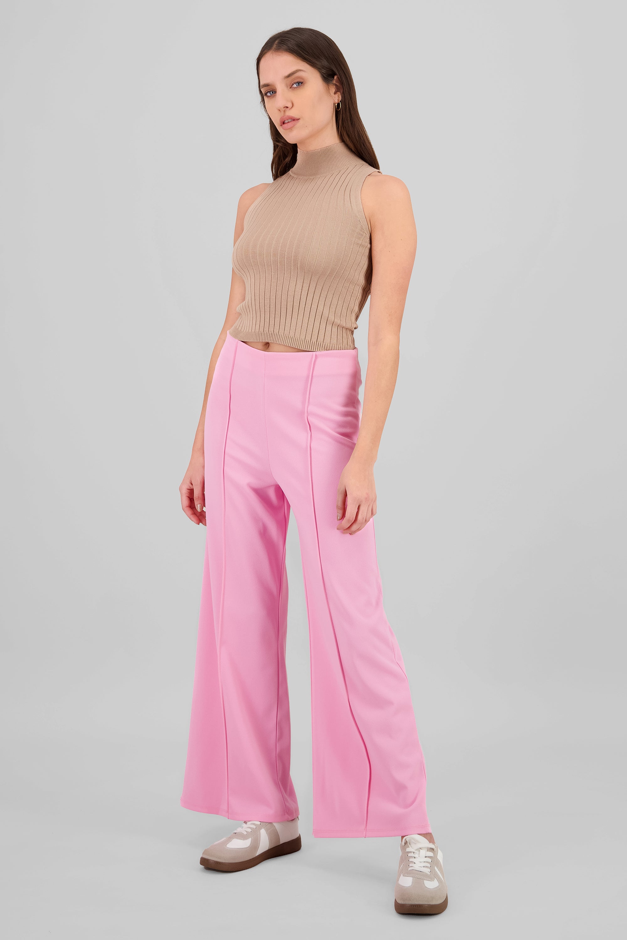 Solid Wide Leg Pants PASTEL PINK