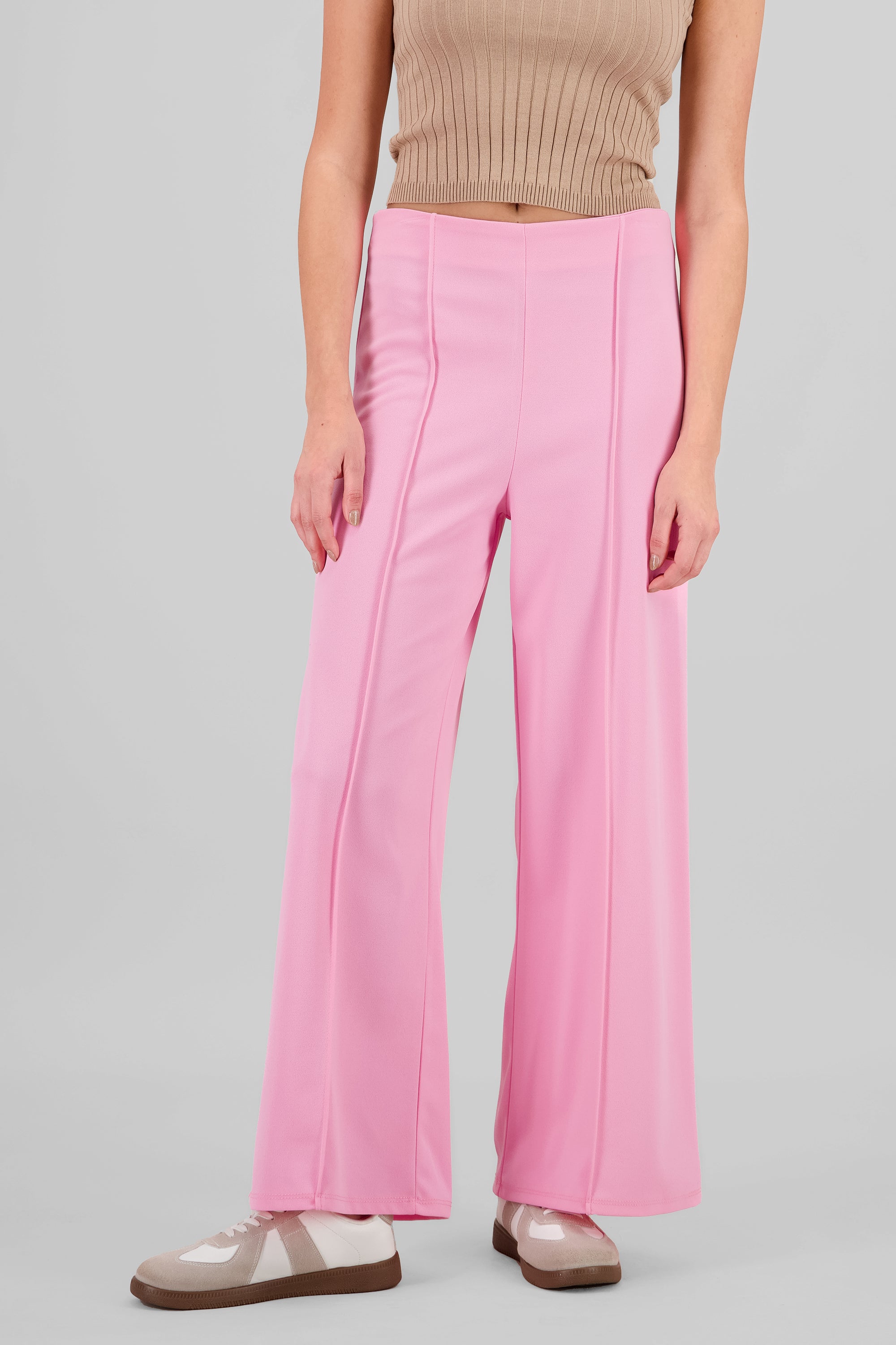 Solid Wide Leg Pants PASTEL PINK