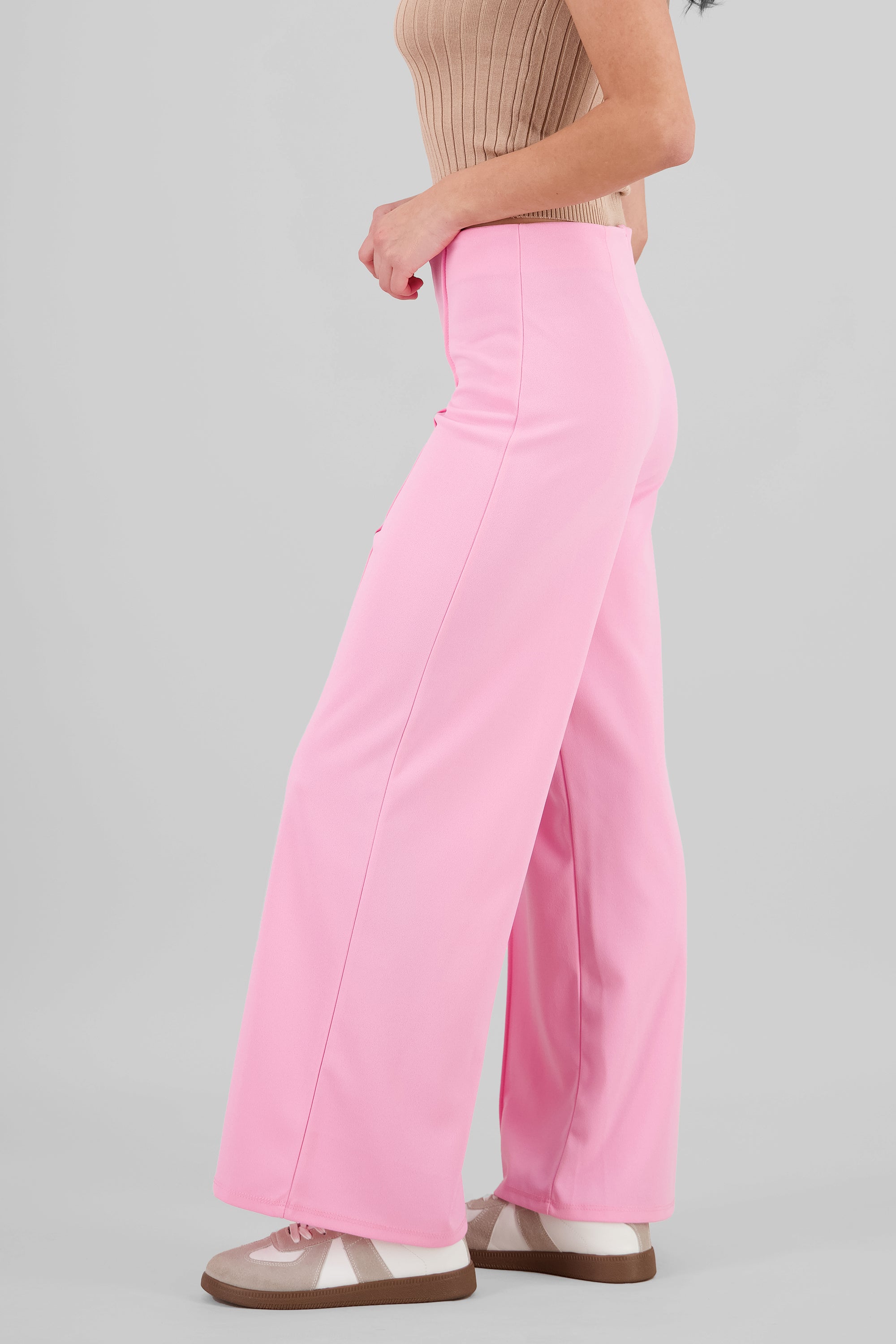 Solid Wide Leg Pants PASTEL PINK