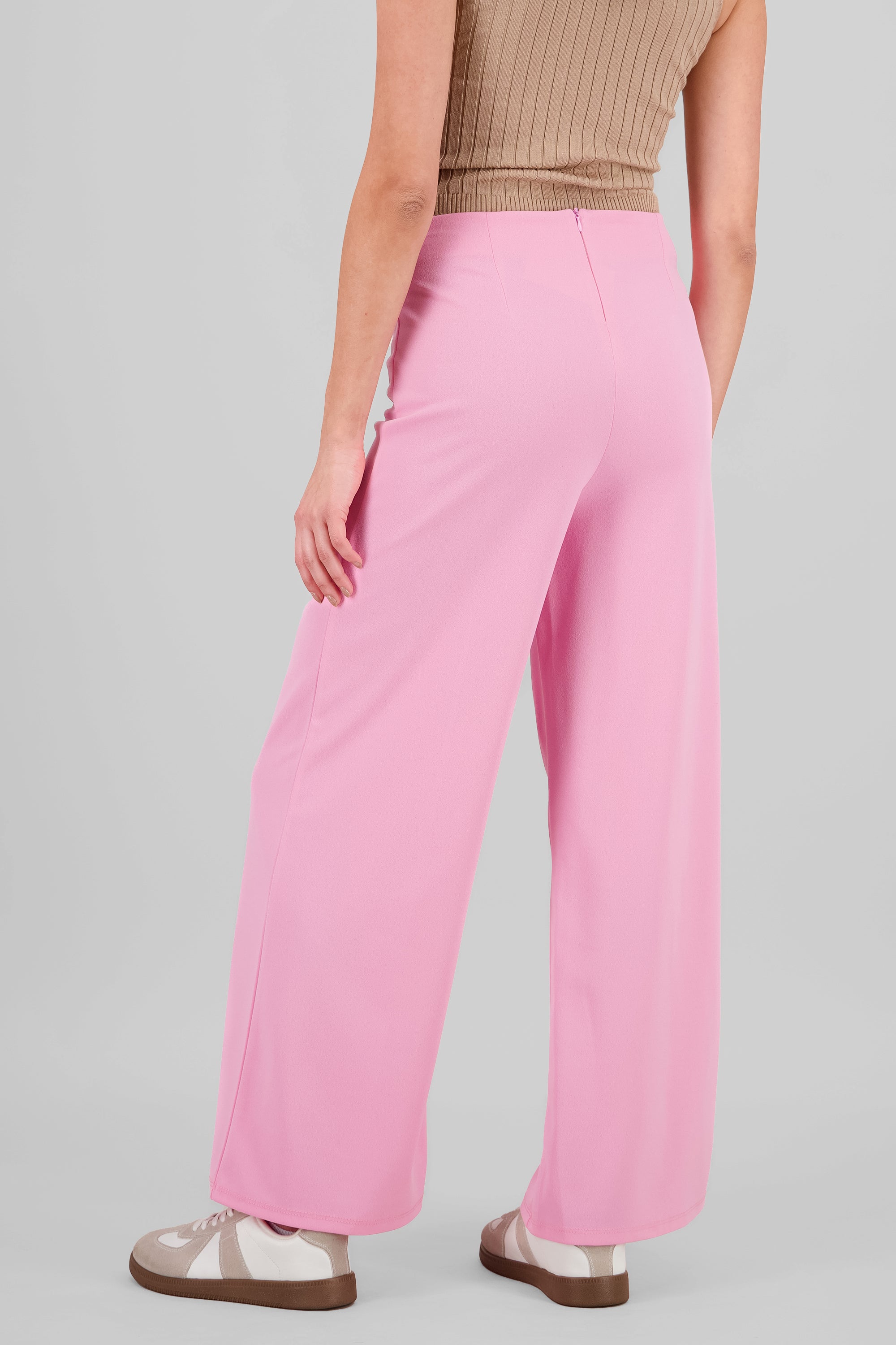 Solid Wide Leg Pants PASTEL PINK