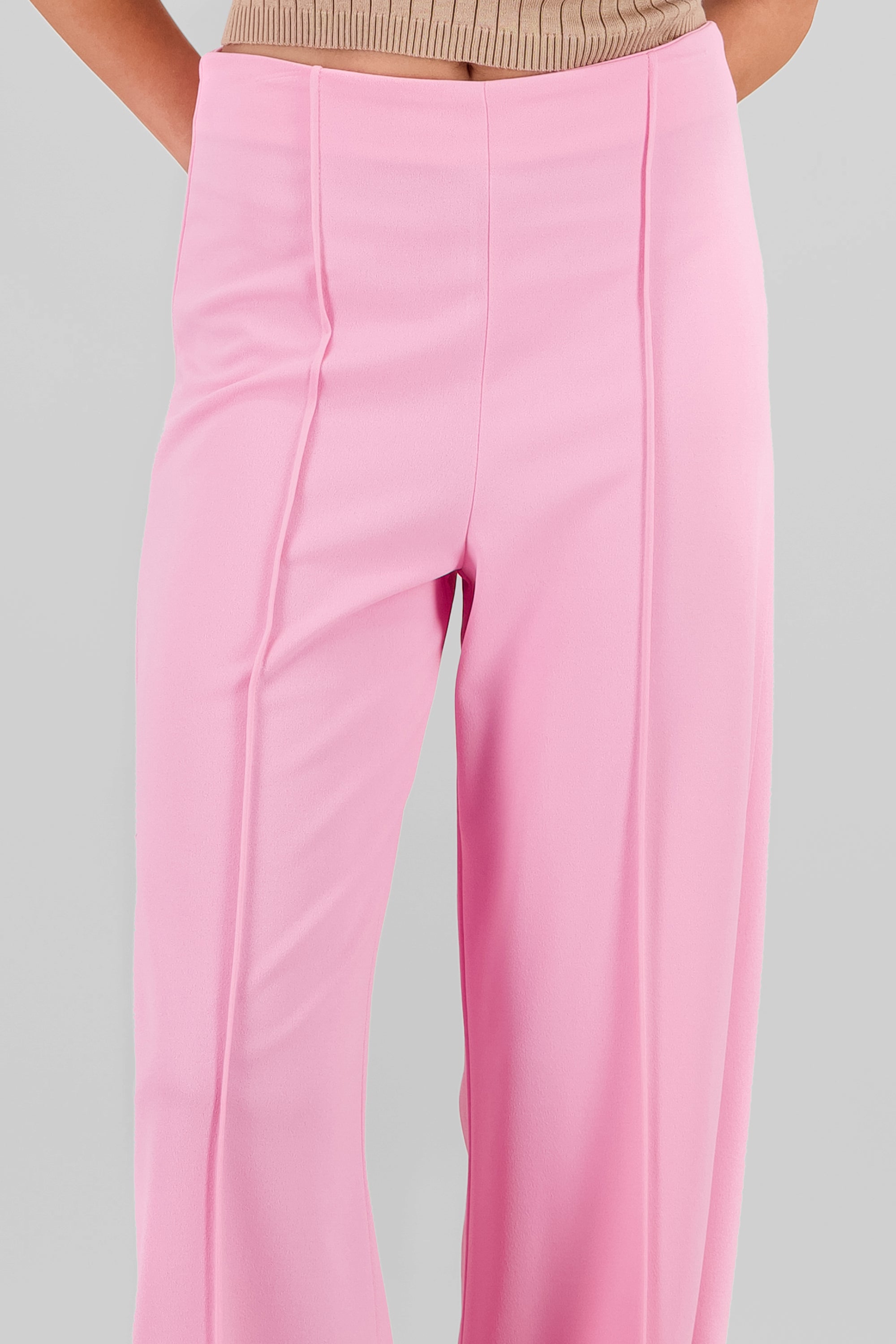 Solid Wide Leg Pants PASTEL PINK