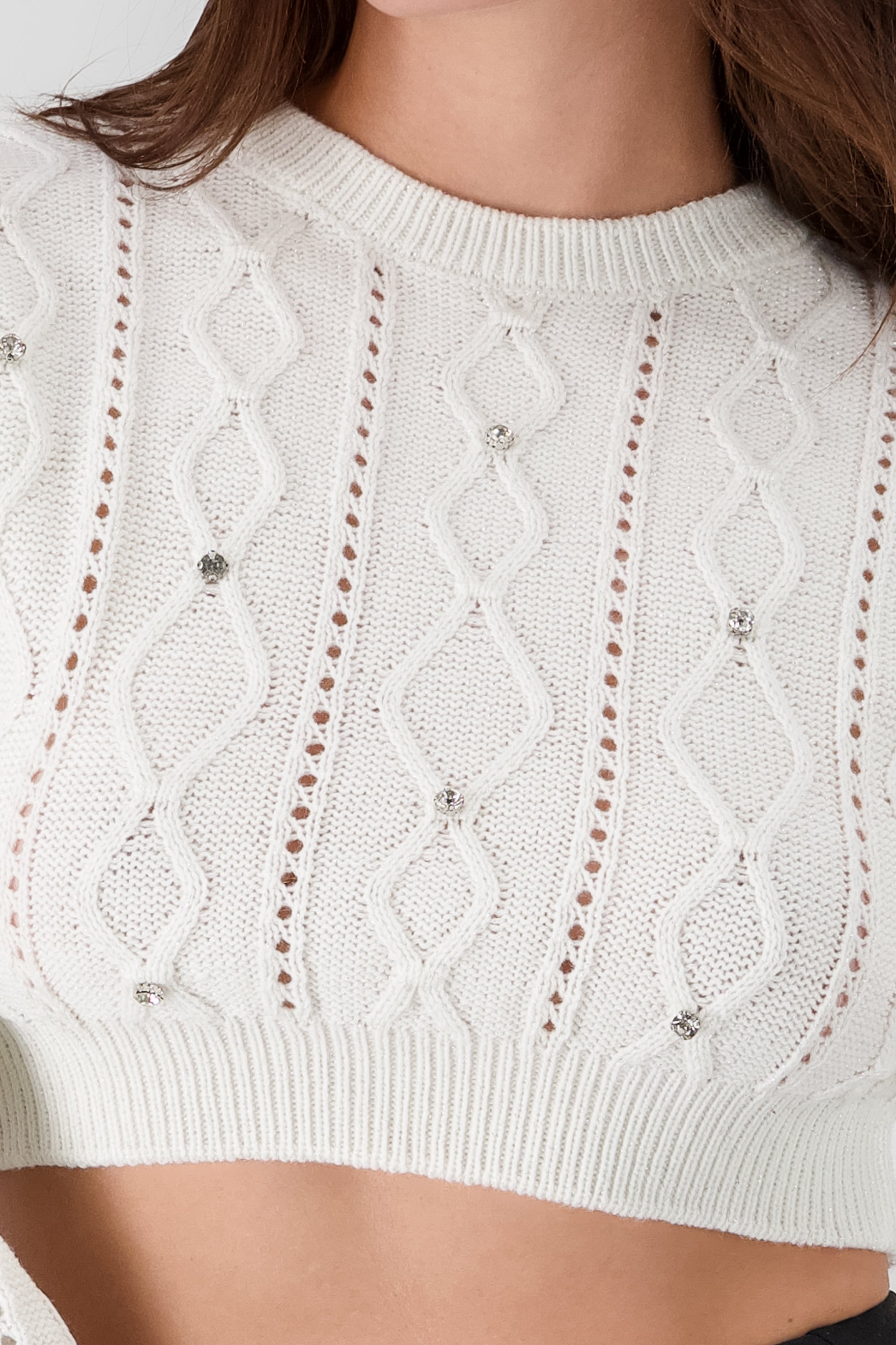 Knit Glitter Detail Sweater WHITE