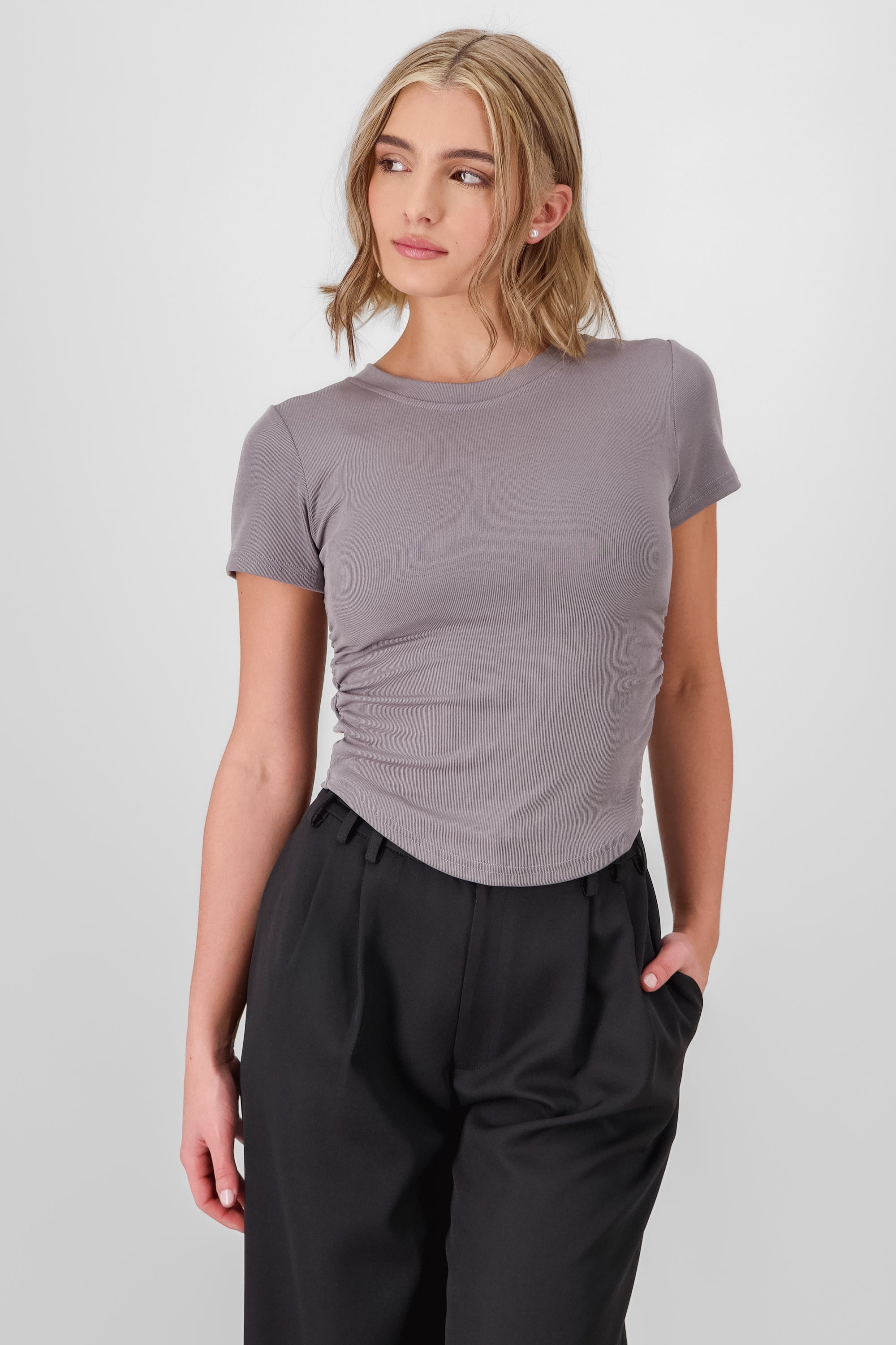 Ribbed T Shirt GRAY