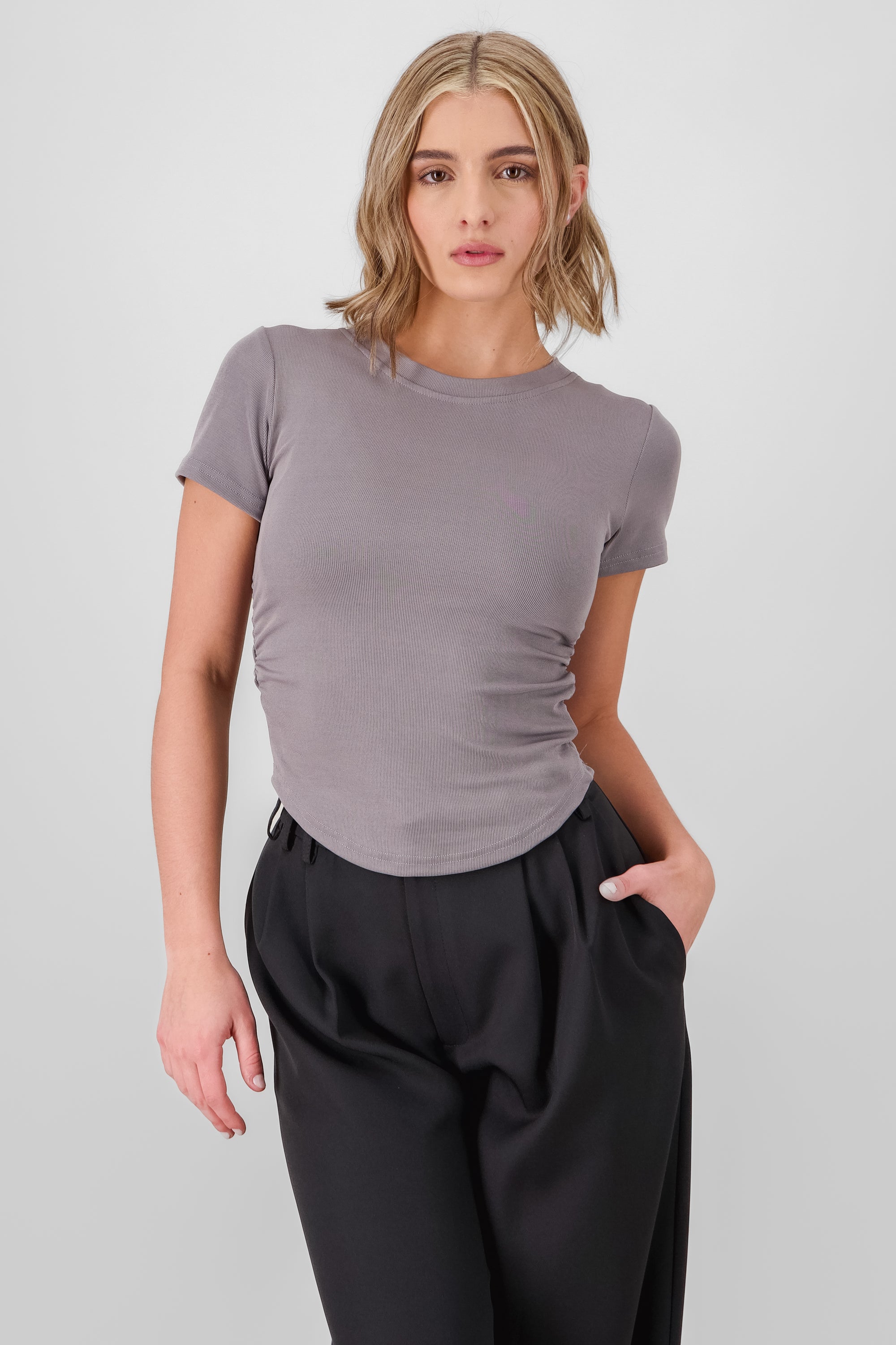 Ribbed T Shirt GRAY