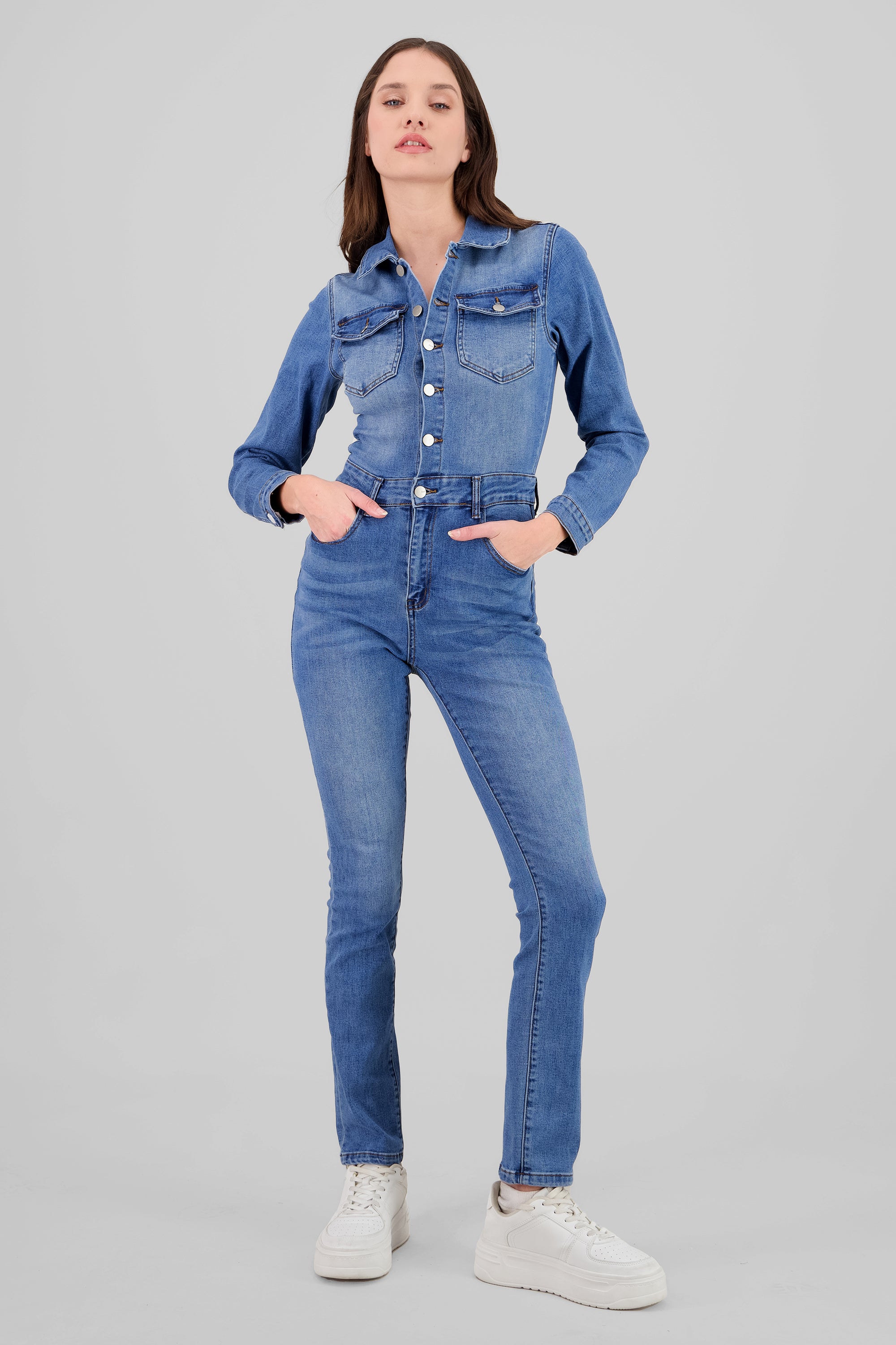 Slim Denim Overalls MEDIUM WASH