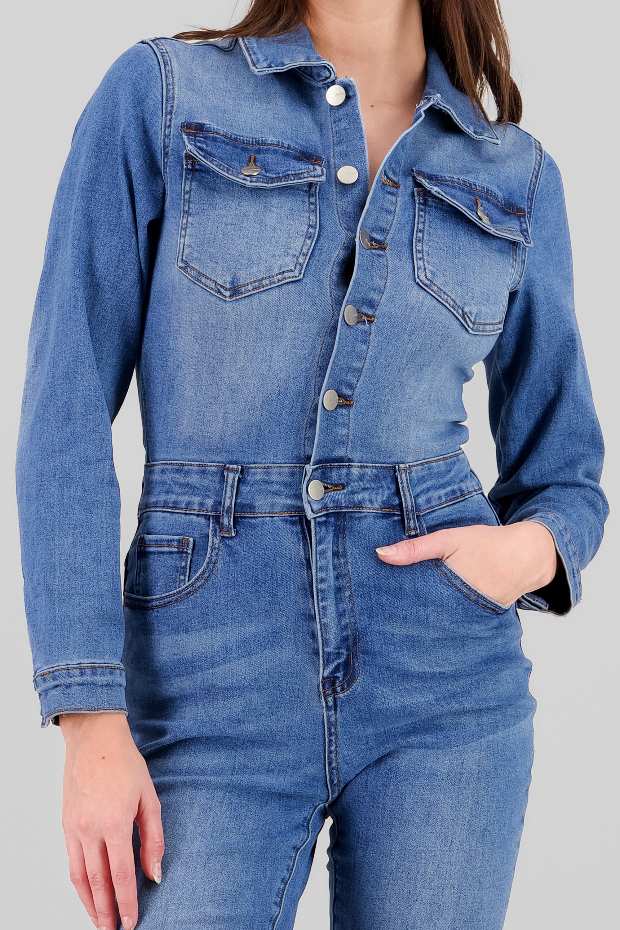 Slim Denim Overalls MEDIUM WASH