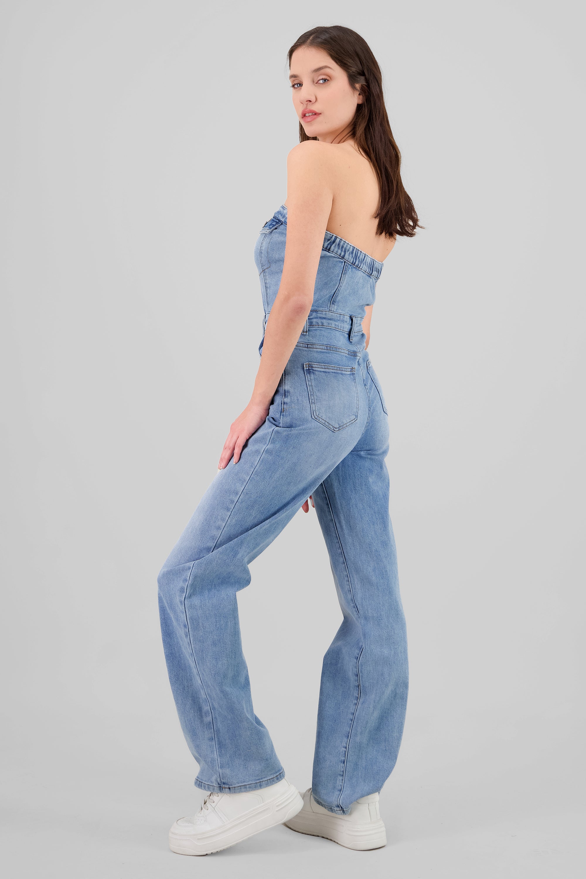 Straight Strapless Overalls LIGHT WASH