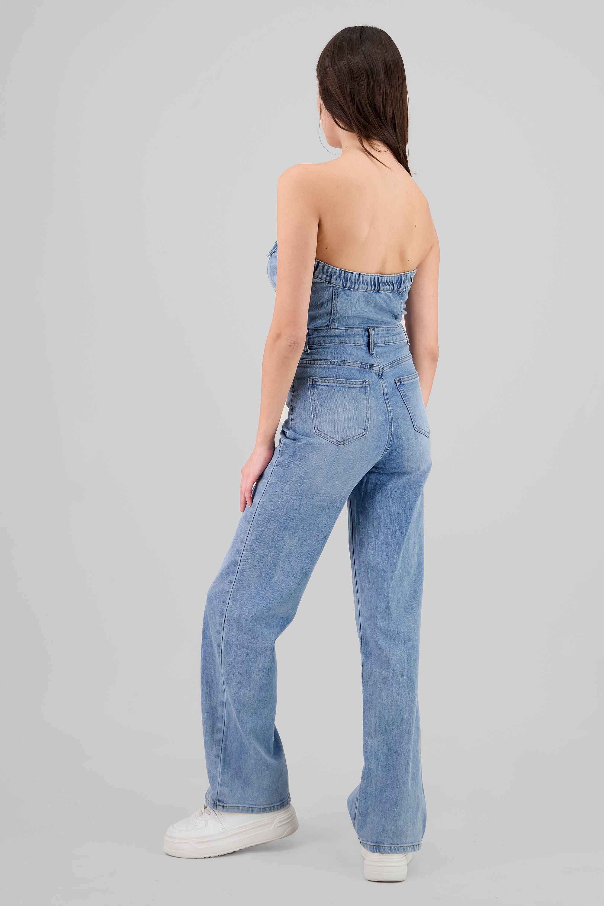 Straight Strapless Overalls LIGHT WASH