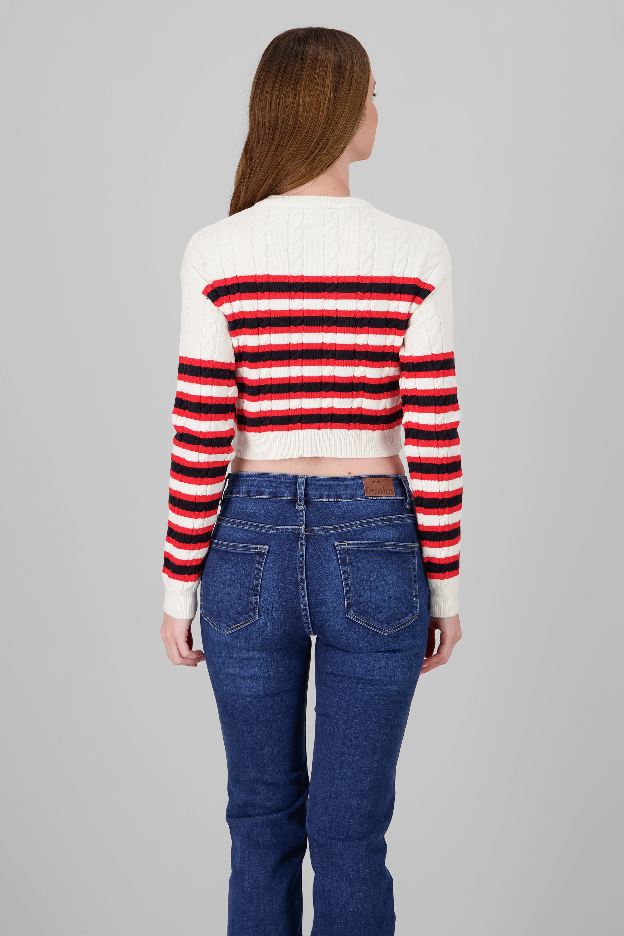 Striped Knit Sweater WHITE COMBO