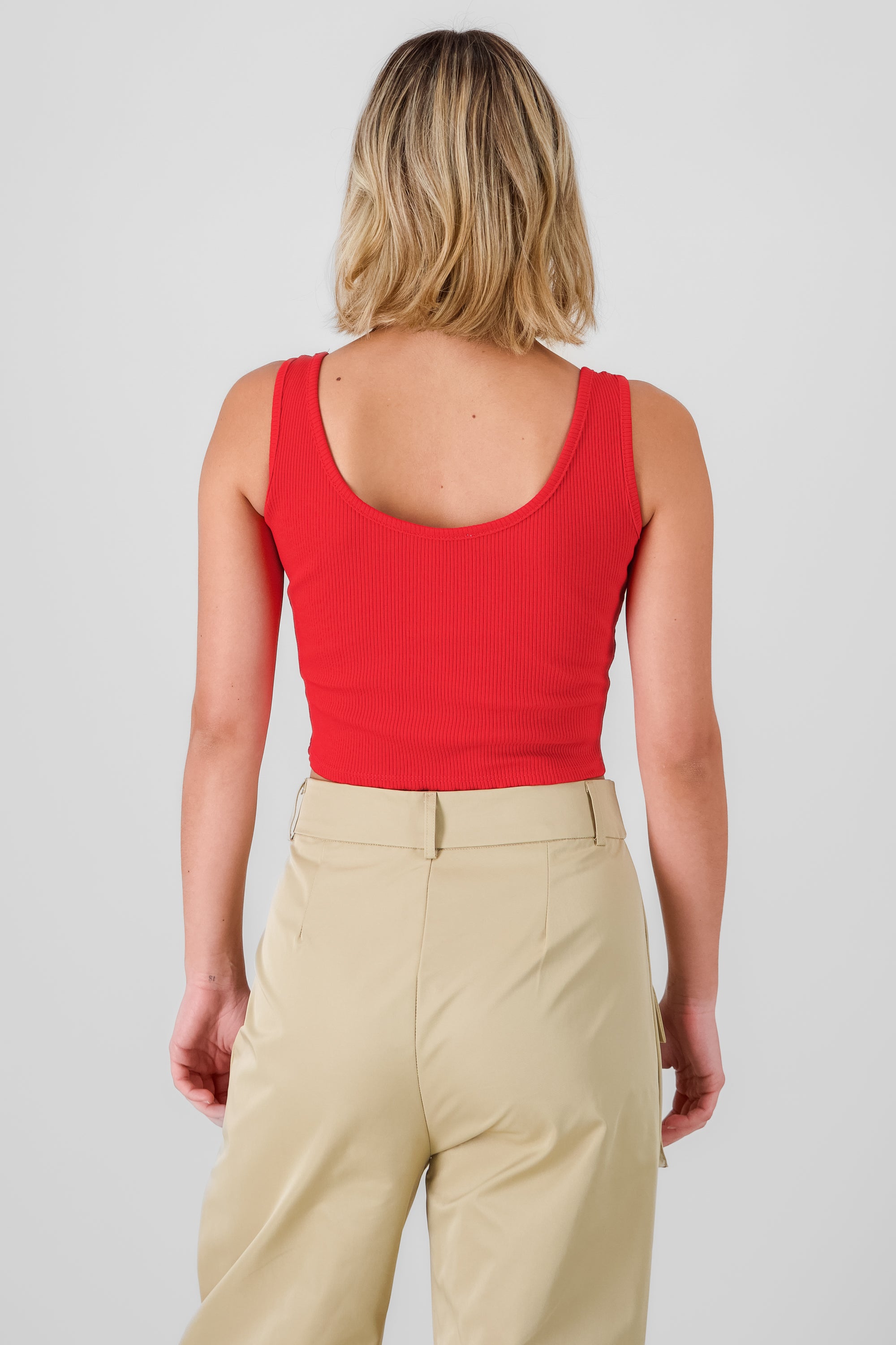 Sleeveless Ribbed Top RED