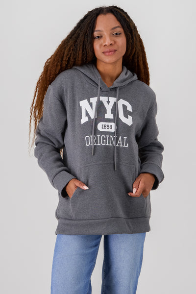 NYC Printed Hoodie HEATHER GRAY