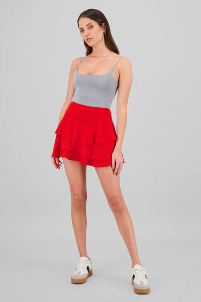 Ruffles Mini Skirt RED