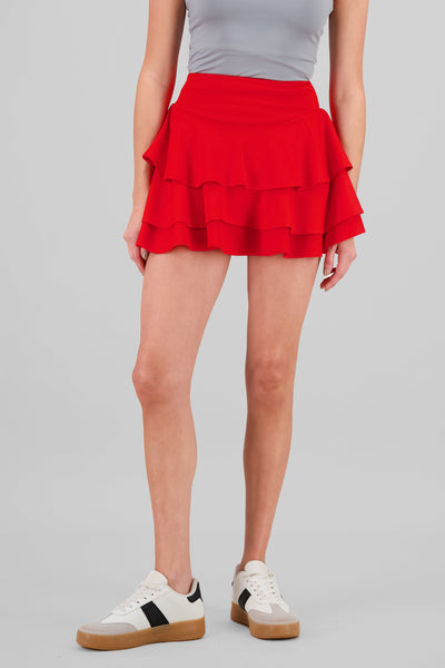 Ruffles Mini Skirt RED