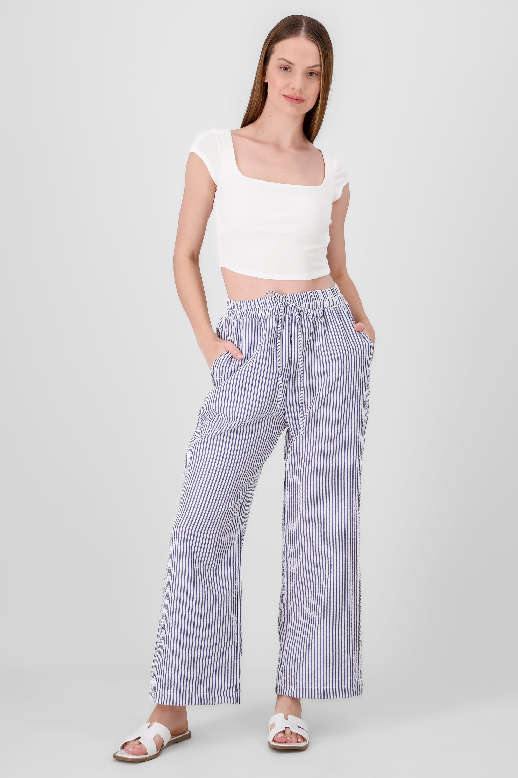 Striped Pants with pocket details BLUE COMBO