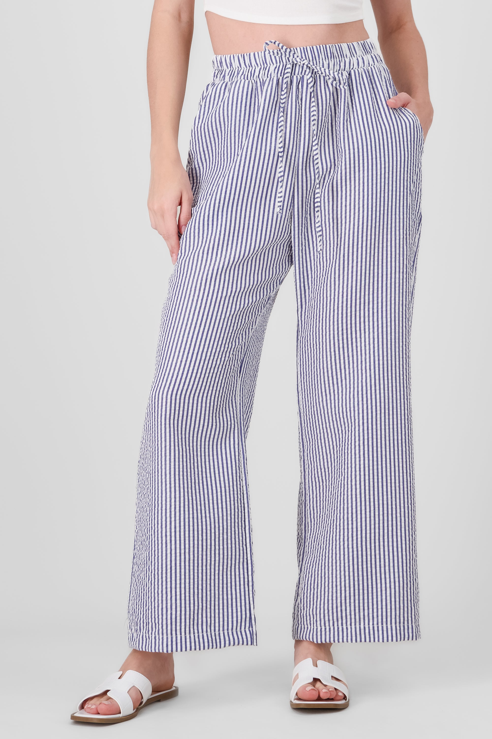 Striped Pants with pocket details BLUE COMBO