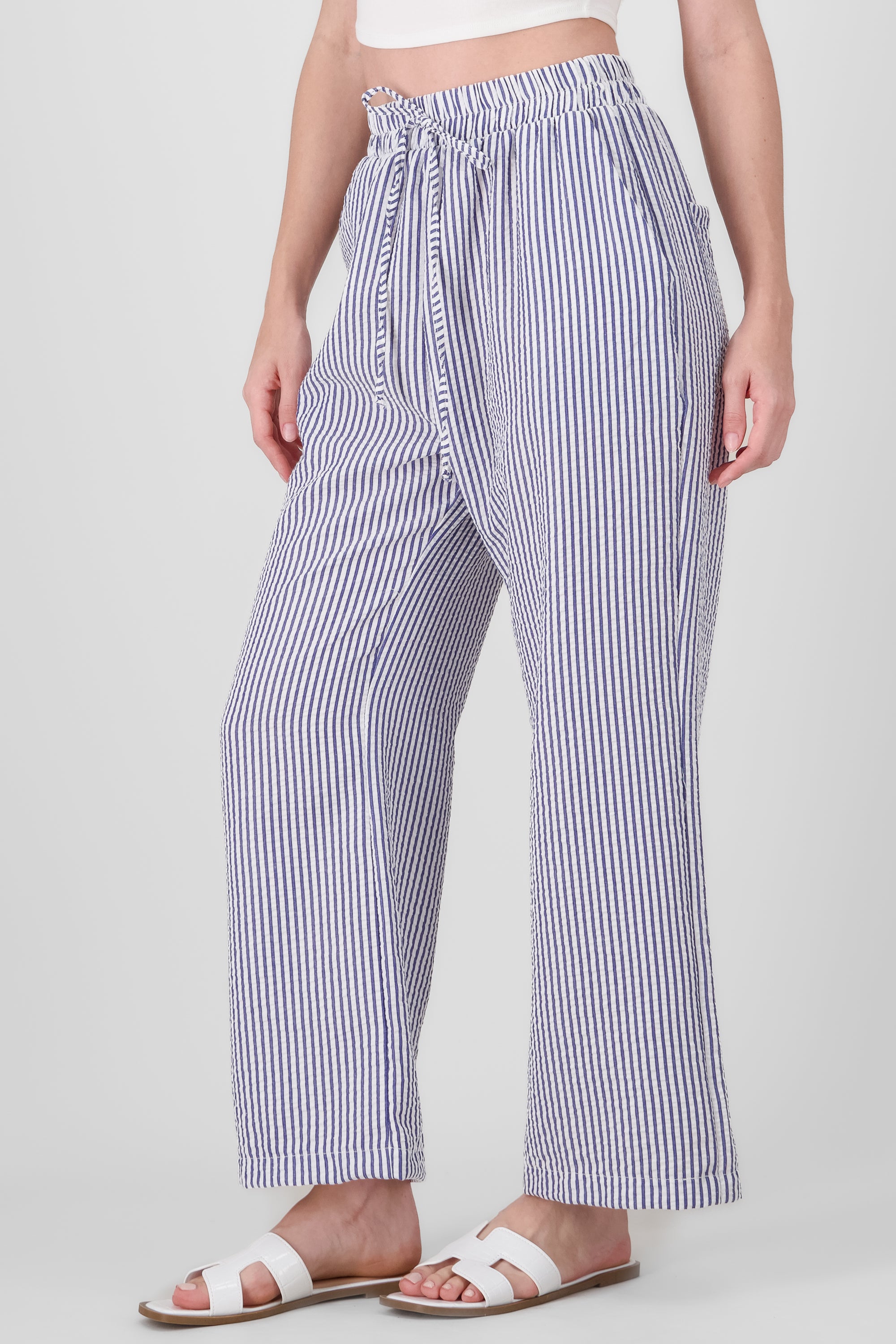 Striped Pants with pocket details BLUE COMBO