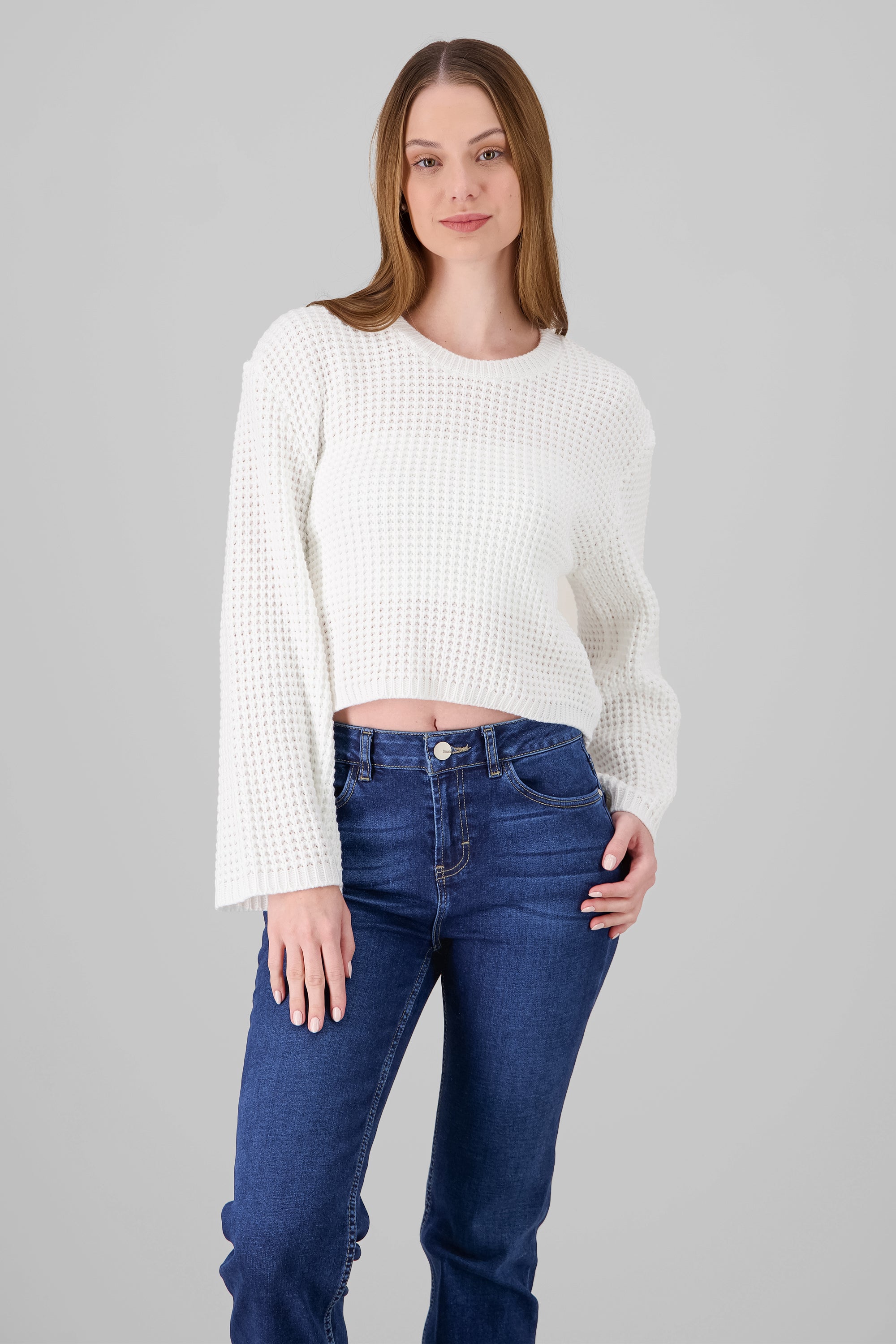 Knit Bell Sleeve Sweater WHITE