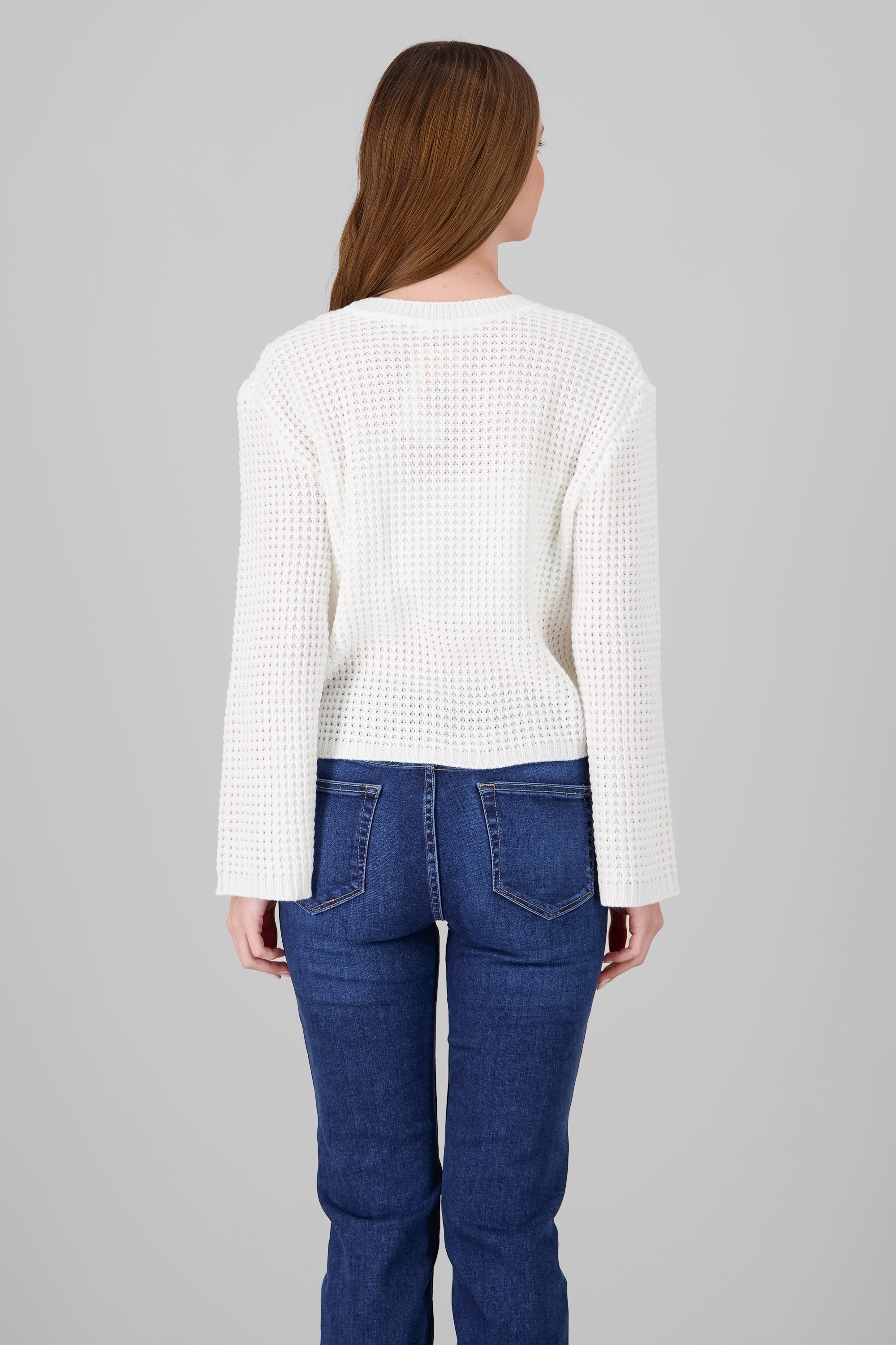 Knit Bell Sleeve Sweater WHITE