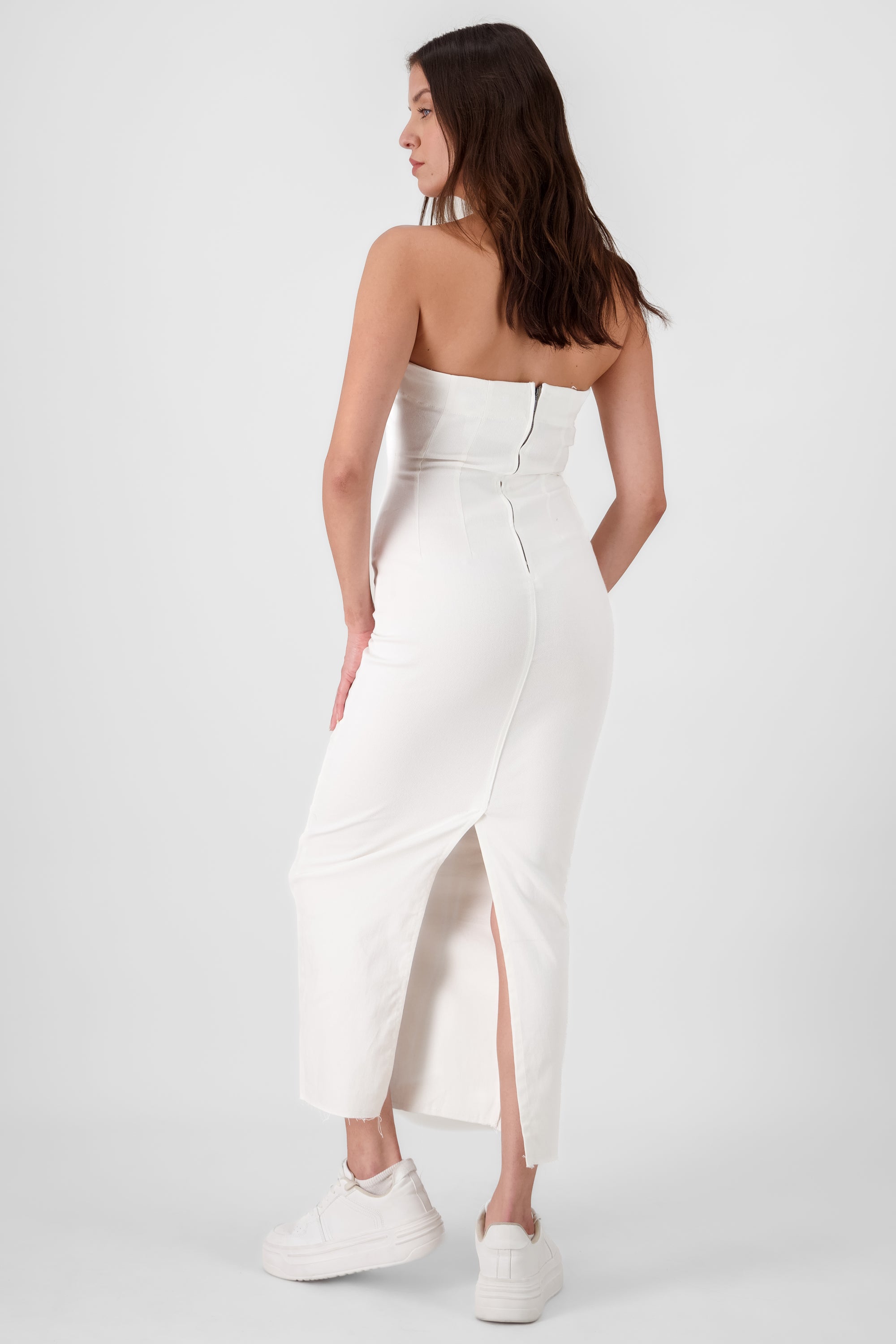 Strapless Maxi Denim Dress WHITE