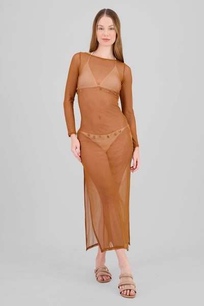 Mesh Beach Cover Up CAMEL