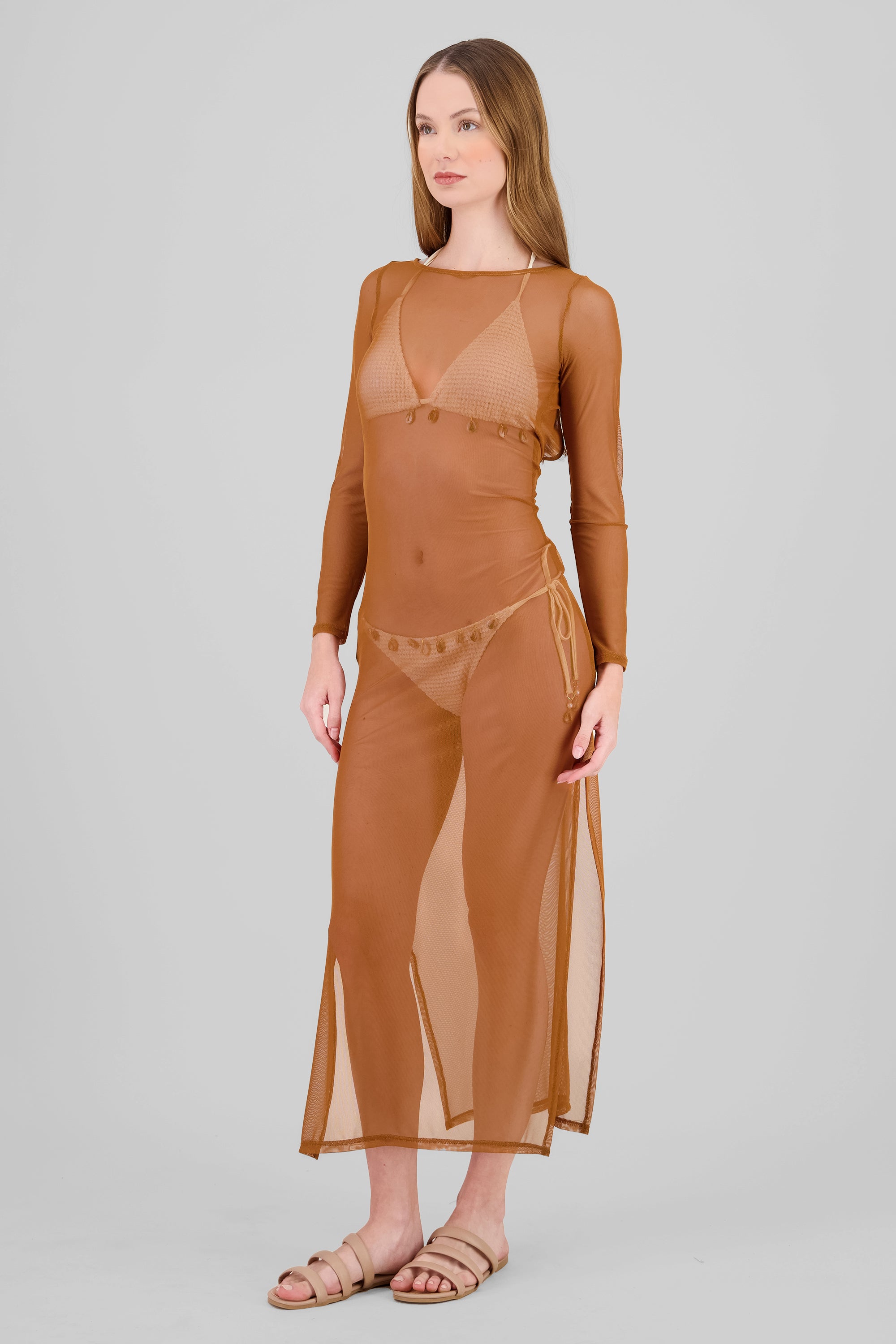 Mesh Beach Cover Up CAMEL