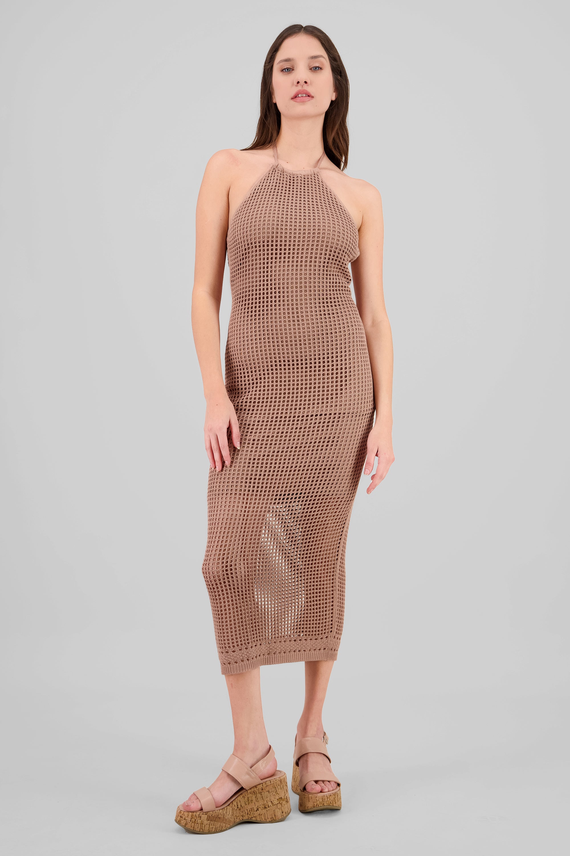 Red Midi Dress BROWN