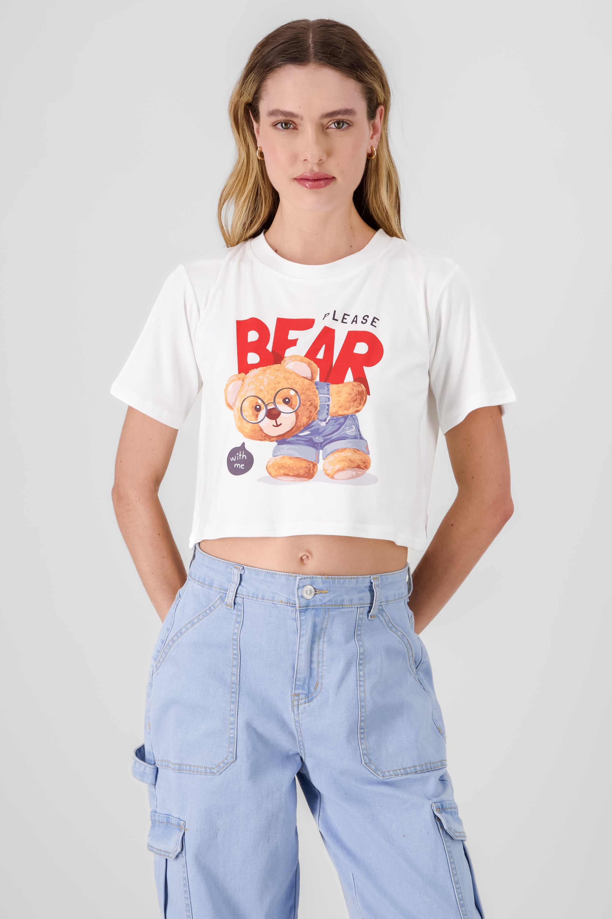 Bear Print T shirt WHITE COMBO