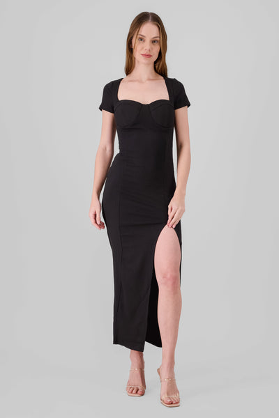 Ribbed Maxi Dress BLACK