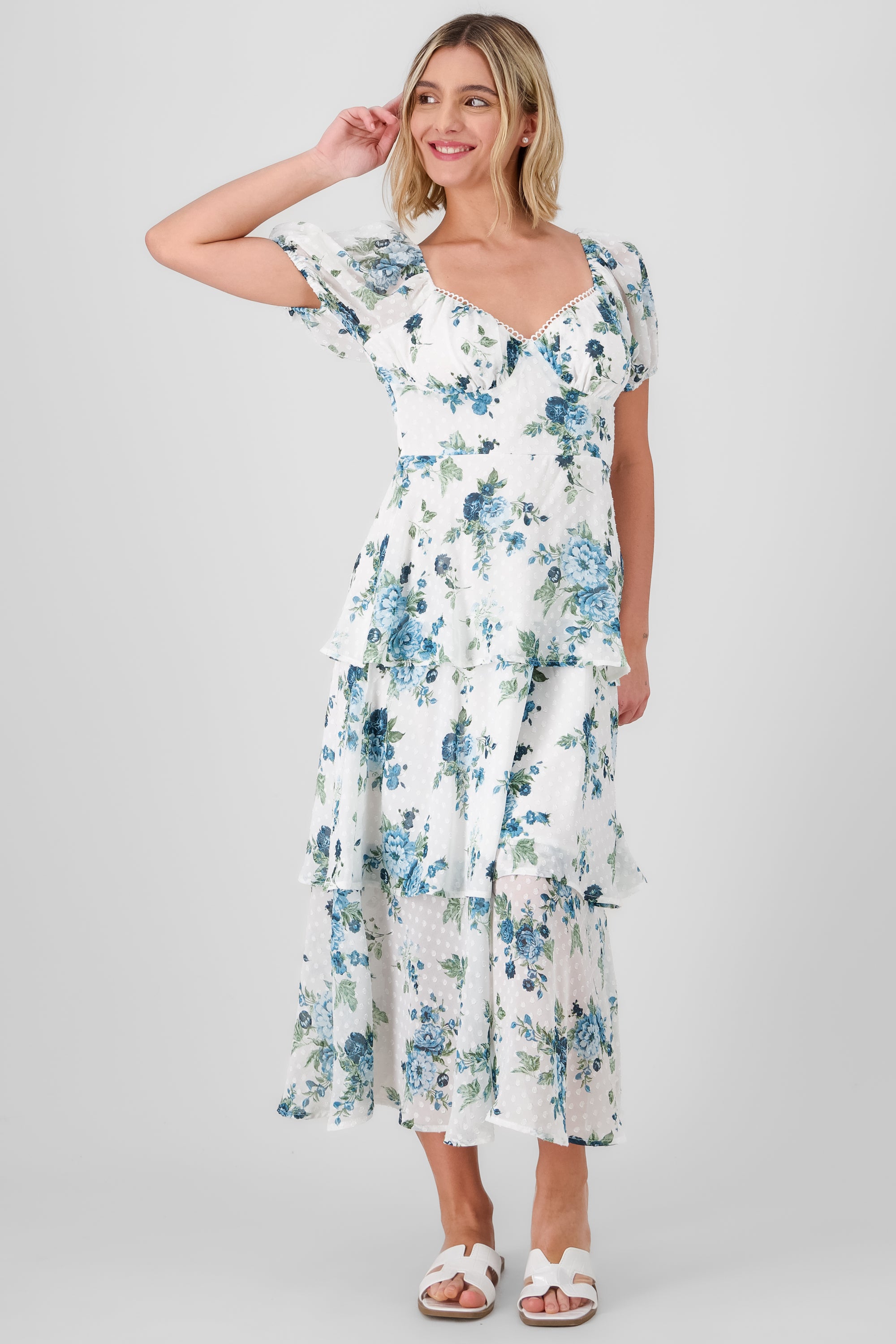 Floral Print Maxi Dress BONE COMBO