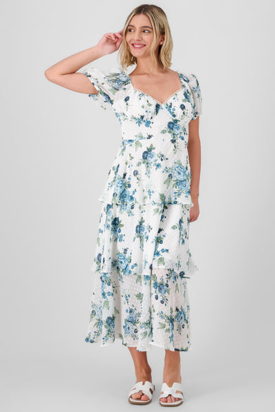 Floral Print Maxi Dress BONE COMBO