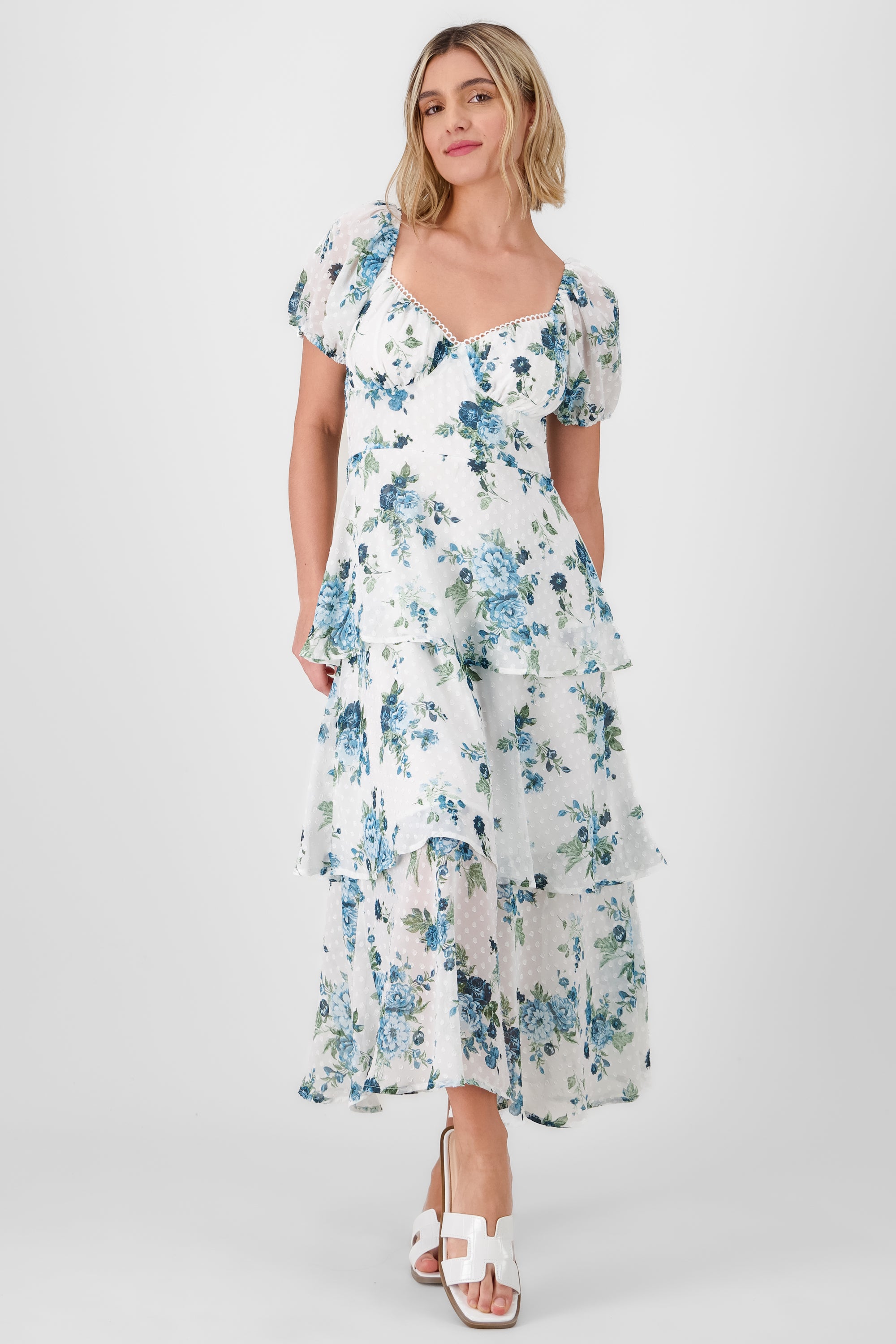 Floral Print Maxi Dress BONE COMBO