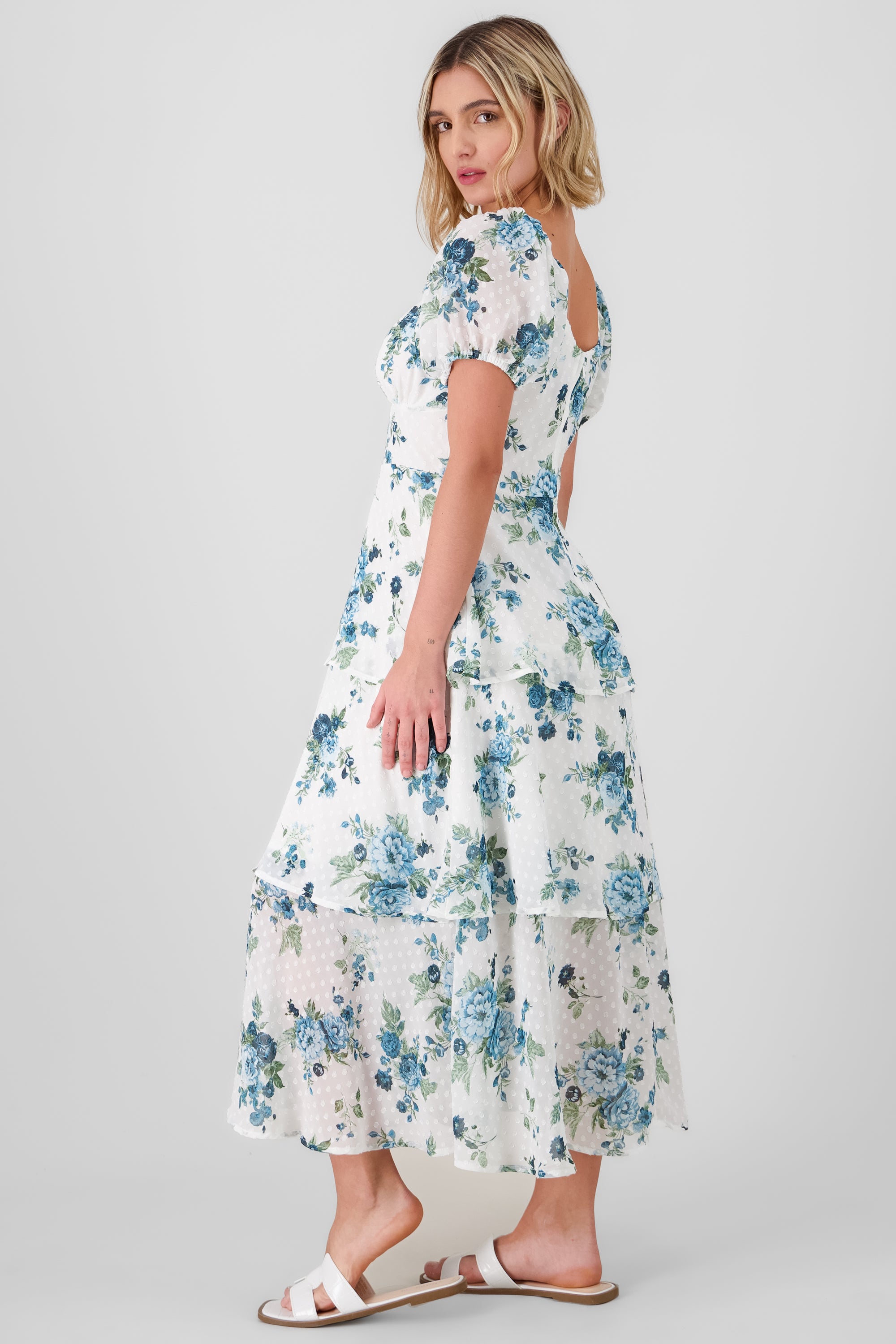 Floral Print Maxi Dress BONE COMBO