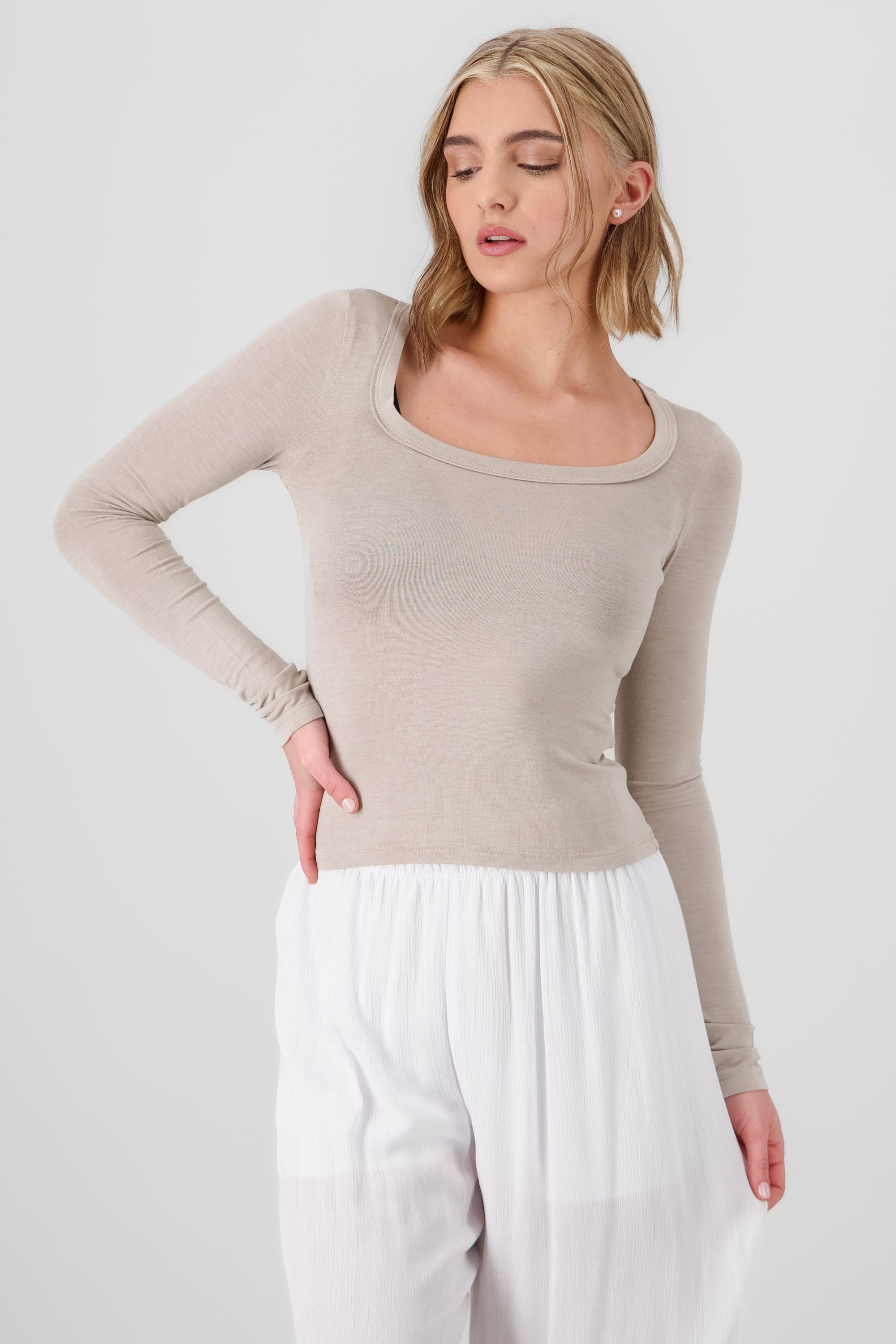 Solid Long Sleeve Top SAND