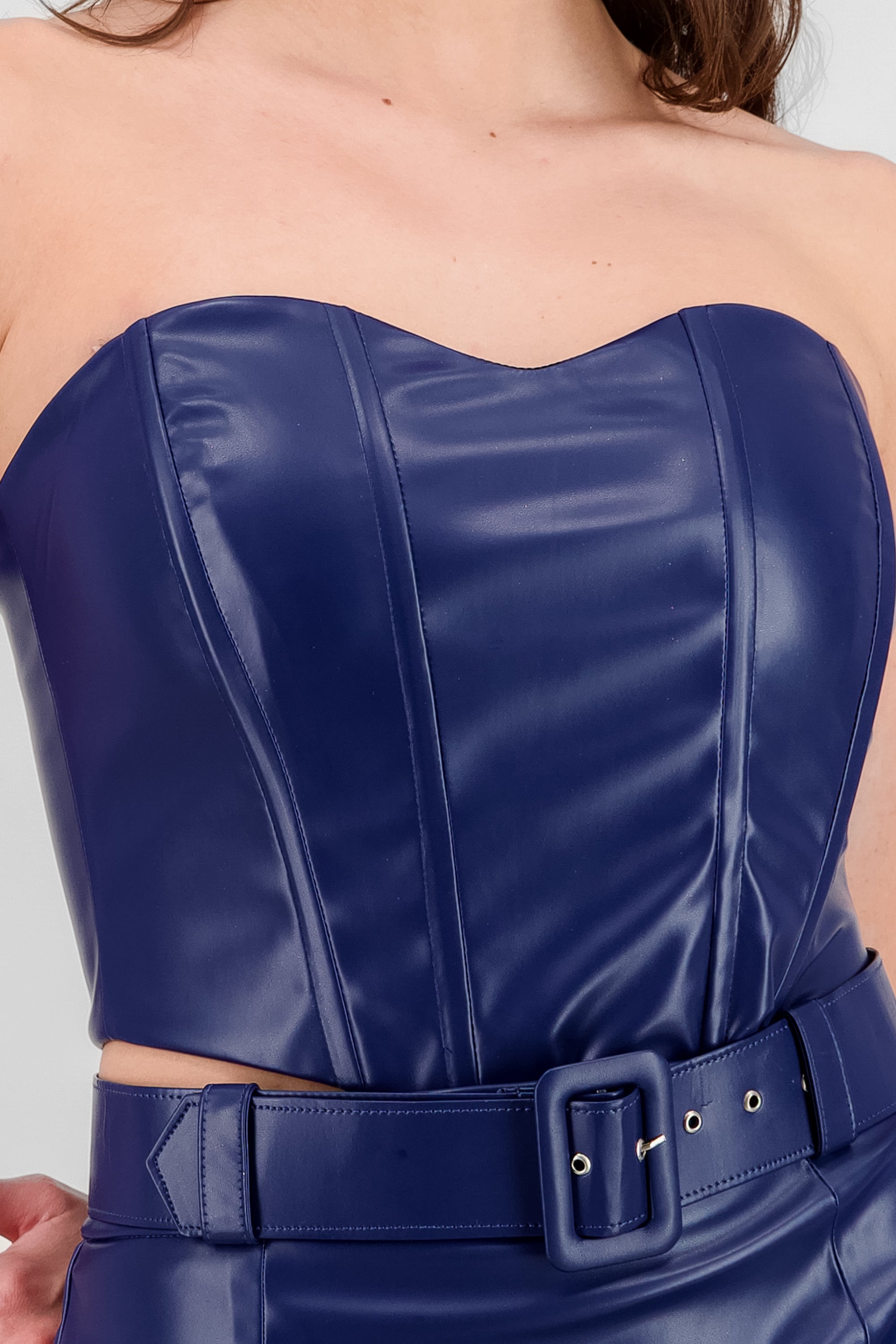 Strapless Vinyl Corset NAVY